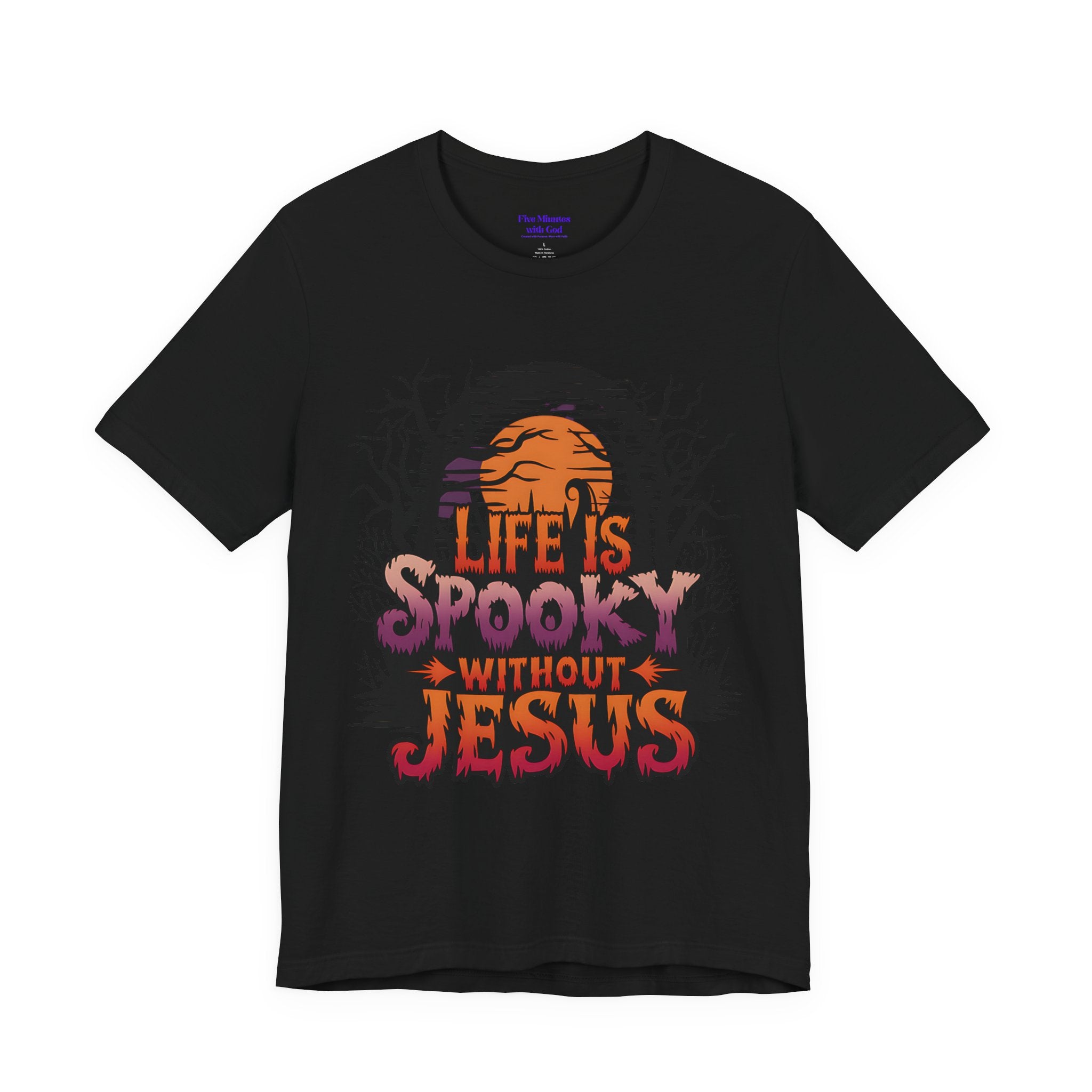 Spooky Jesus Tee - Short Sleeve Unisex Jersey Shirt, Halloween Apparel, Faith-Based Gift, Casual Wear, Everyday Comfort