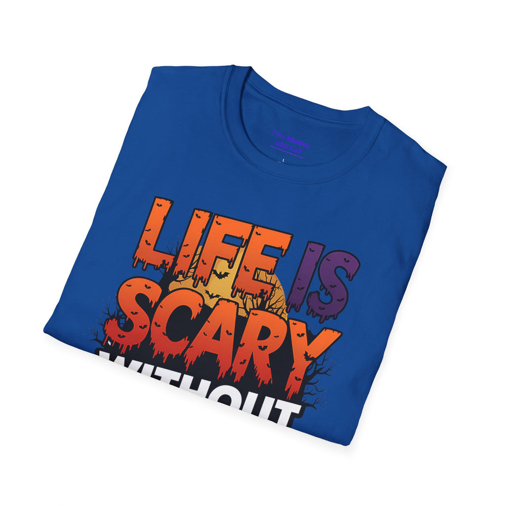 Unisex Softstyle Graphic Tee - Life is Scary Without Jesus, Faith Shirt, Christian T-Shirt, Inspirational Gift, Religious Apparel, [...]