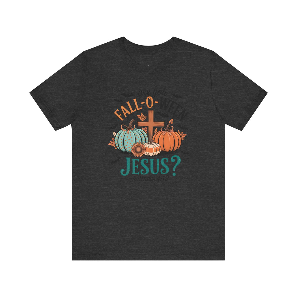 Fall-Themed Jesus T-Shirt, Unisex Short Sleeve Tee, Christian Apparel, Autumn Wear, Pumpkin Design, Halloween Celebration