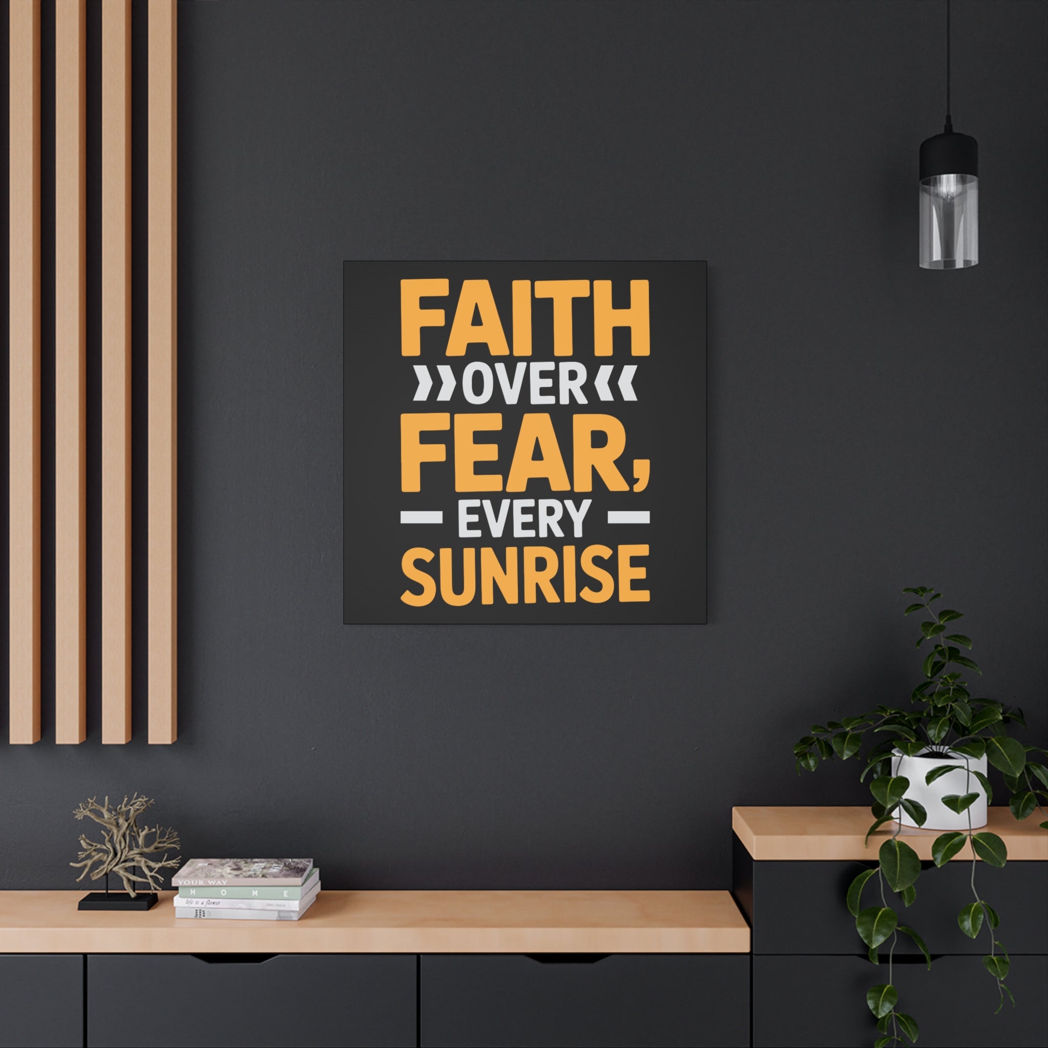 Inspirational Wall Art, Motivation Decor, Faith over Fear Canvas, Uplifting Home Decoration, Perfect Gift for New Beginnings