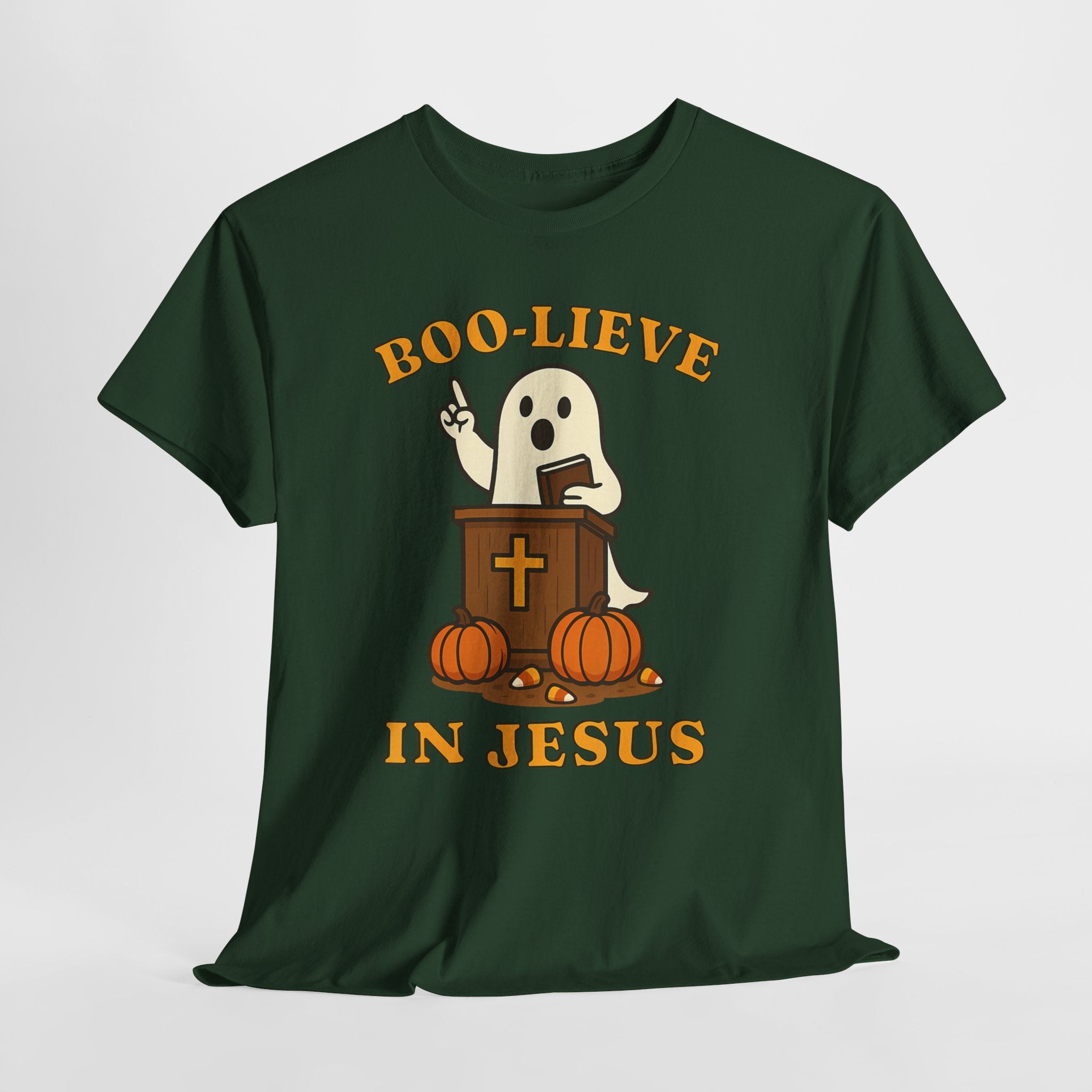Boo-Lieve in Jesus Tee, Halloween Shirt, Unisex Cotton Tee, Fall Fashion, Religious T-Shirt, Spooky Season Apparel