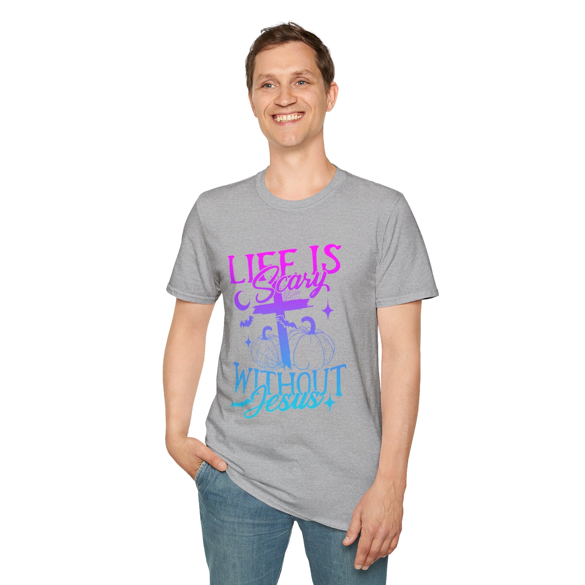 Life is Scary Without Jesus Unisex Softstyle T-Shirt - Faith-Based Graphic Tee, Halloween Outfit, Religious Apparel, Christian Gift, [...]