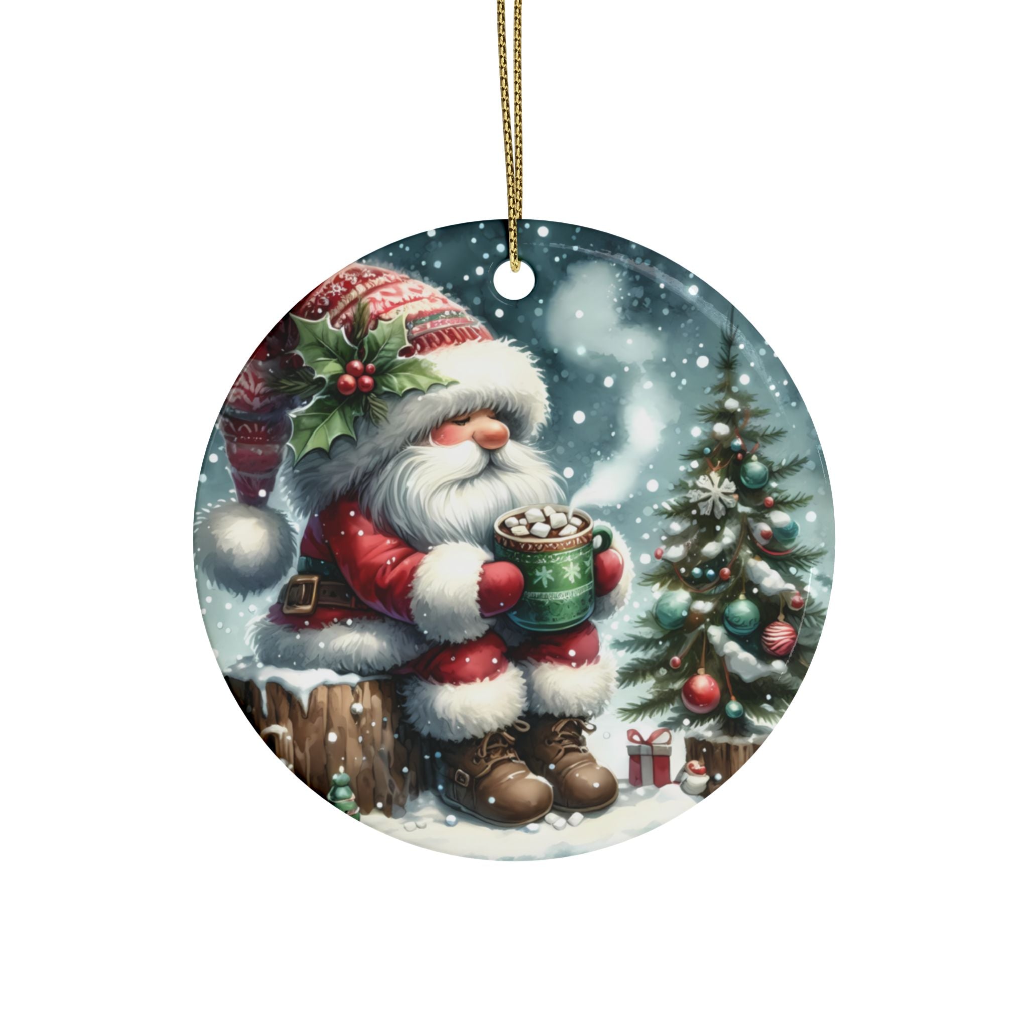 Festive Ceramic Ornaments | Vintage Santa Star Decor | Christmas Tree Ornaments, Holiday Decorations, 5pcs Set