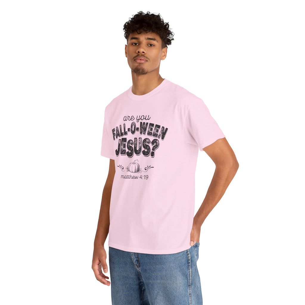 Fall-Themed Tee, Are You Fall-O-Ween Jesus, Unisex Cotton Shirt, Funny Fall Apparel, Halloween T-Shirt, Thanksgiving Gift Ideas