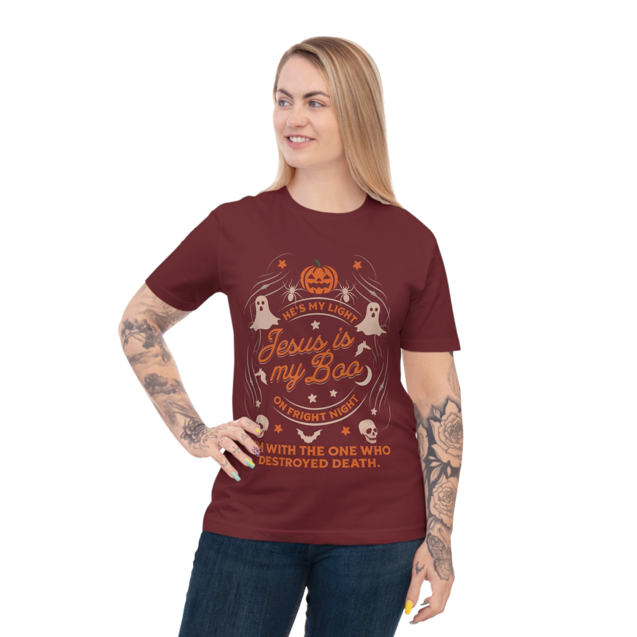 Halloween Christian T-Shirt with Fun Ghost Designs, Jesus is My Boo, Spooky Season Apparel, Faithful Holiday Shirt, Unique Gift for [...]