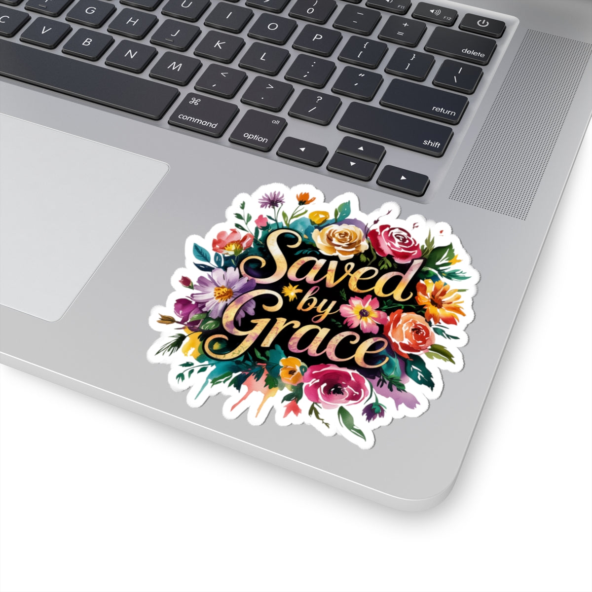 Floral Inspirational Sticker Set, Saved by Grace Decor, Laptop Stickers, Gift for Friends, Spring Floral Art