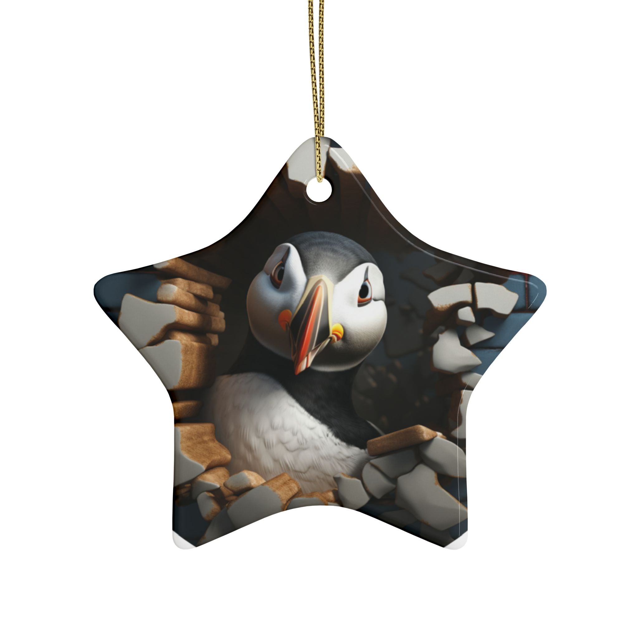 Whimsical Puffin Ceramic Ornaments, Holiday Decor, Unique Gift, Tree Decoration, Home & Garden, Nature Lover's Gift