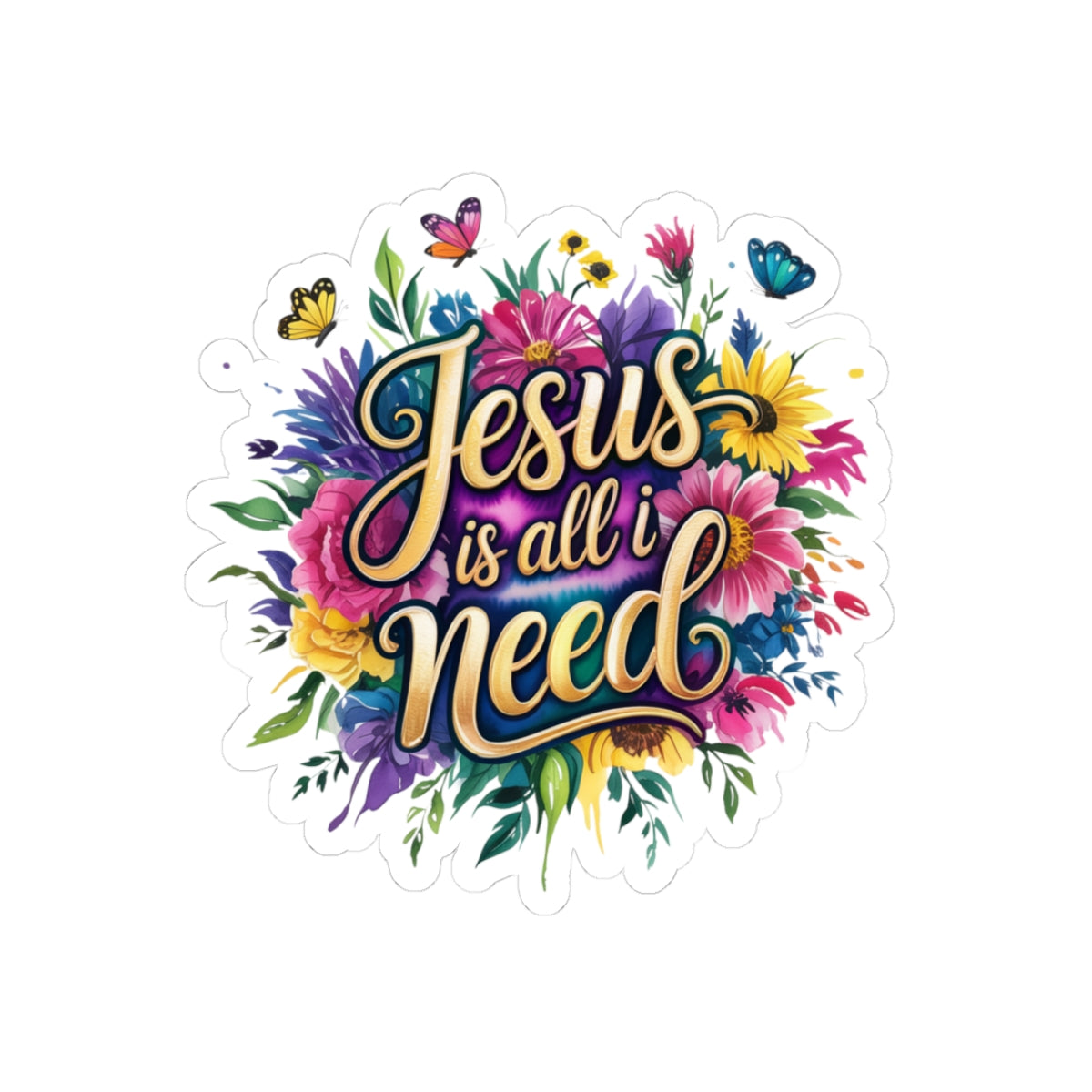 Vibrant Jesus Stickers for Faith Lovers, Floral Laptop Decor, Religious Gifts, Journal & Scrapbook Accents, Spiritual Affirmations