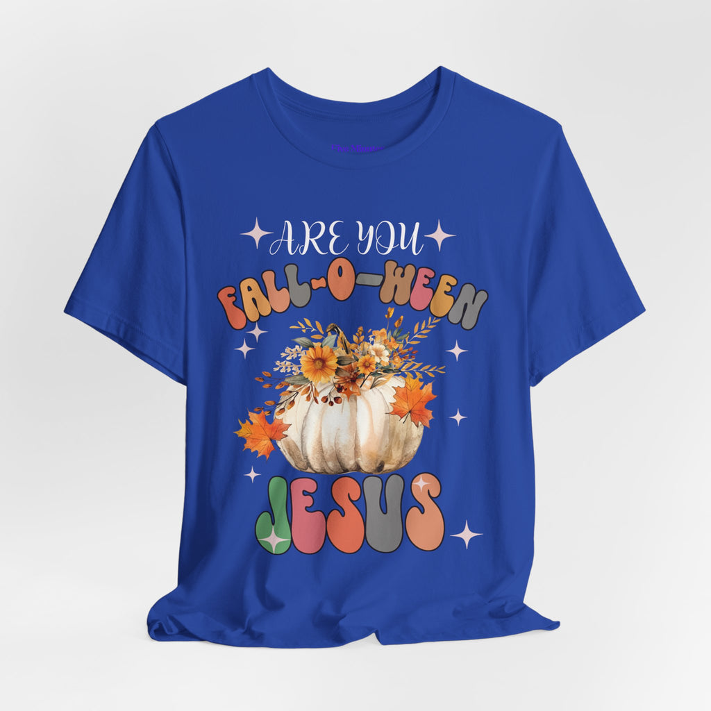 Fall-Themed Jesus Tee, Unisex Jersey T-Shirt, Cozy Autumn Apparel, Thanksgiving Gift, Fall Celebration Shirt, Christian Fashion