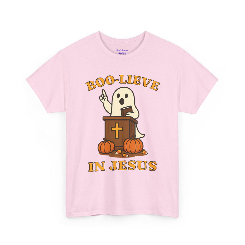 Boo-Lieve in Jesus Tee, Halloween Shirt, Unisex Cotton Tee, Fall Fashion, Religious T-Shirt, Spooky Season Apparel