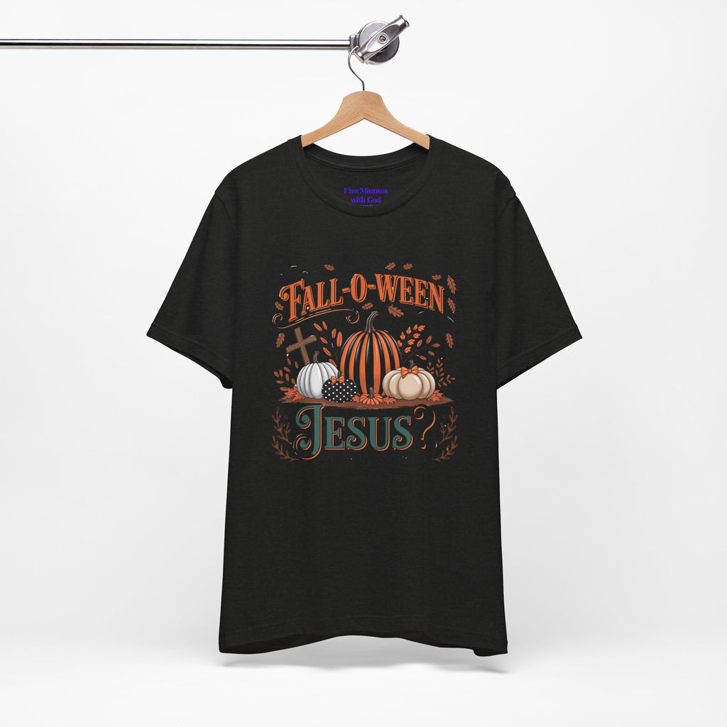 Fall-O-Ween Jesus Tee, Funny Fall T-Shirt, Unisex Pumpkin Shirt, Halloween Christian Top, Autumn Graphic Tee, Religious Casual Wear