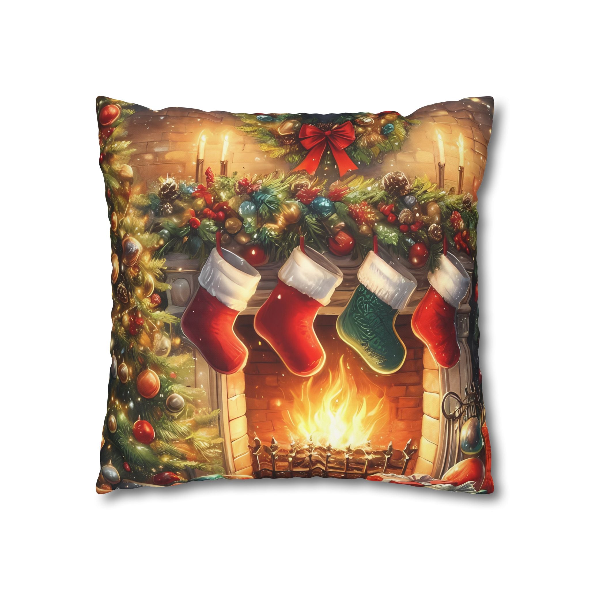 Christmas Stockings Decorative Pillow Cover, Cozy Holiday Home Decor, Festive Cushion for Winter, Gift for Friends & Family