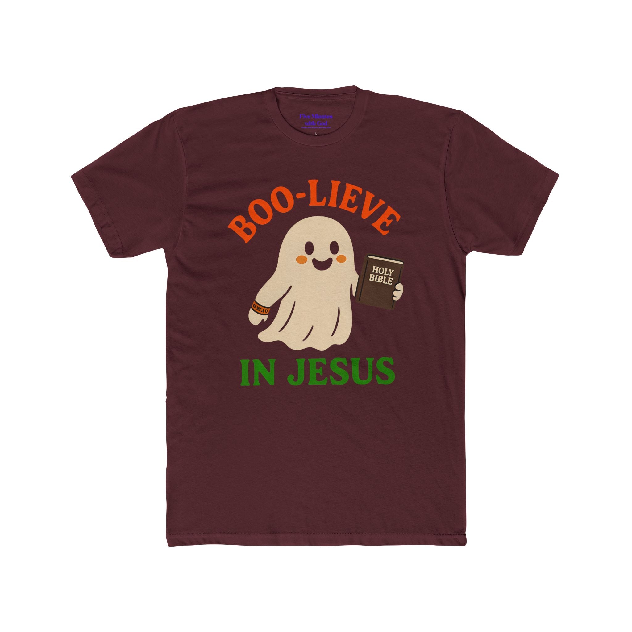 Boo-lieving Ghost Unisex Cotton Crew Tee, Halloween shirt, Jesus shirt, Christian apparel, spooky t-shirt, fun gift idea
