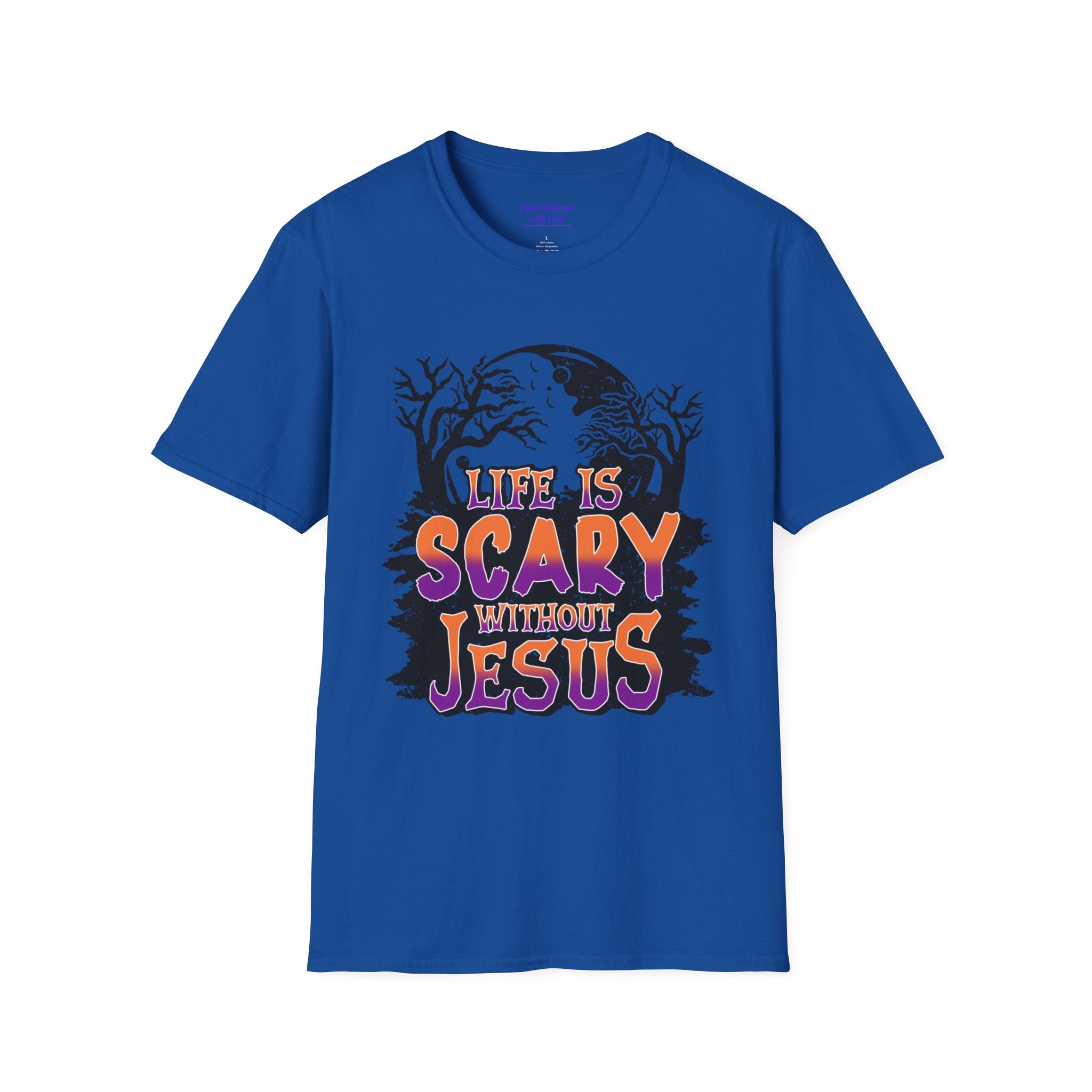 Unisex Softstyle T-Shirt - "Life is Scary Without Jesus" Halloween Tee, Christian Apparel, Faith-Based Gift, Religious T-Shirt