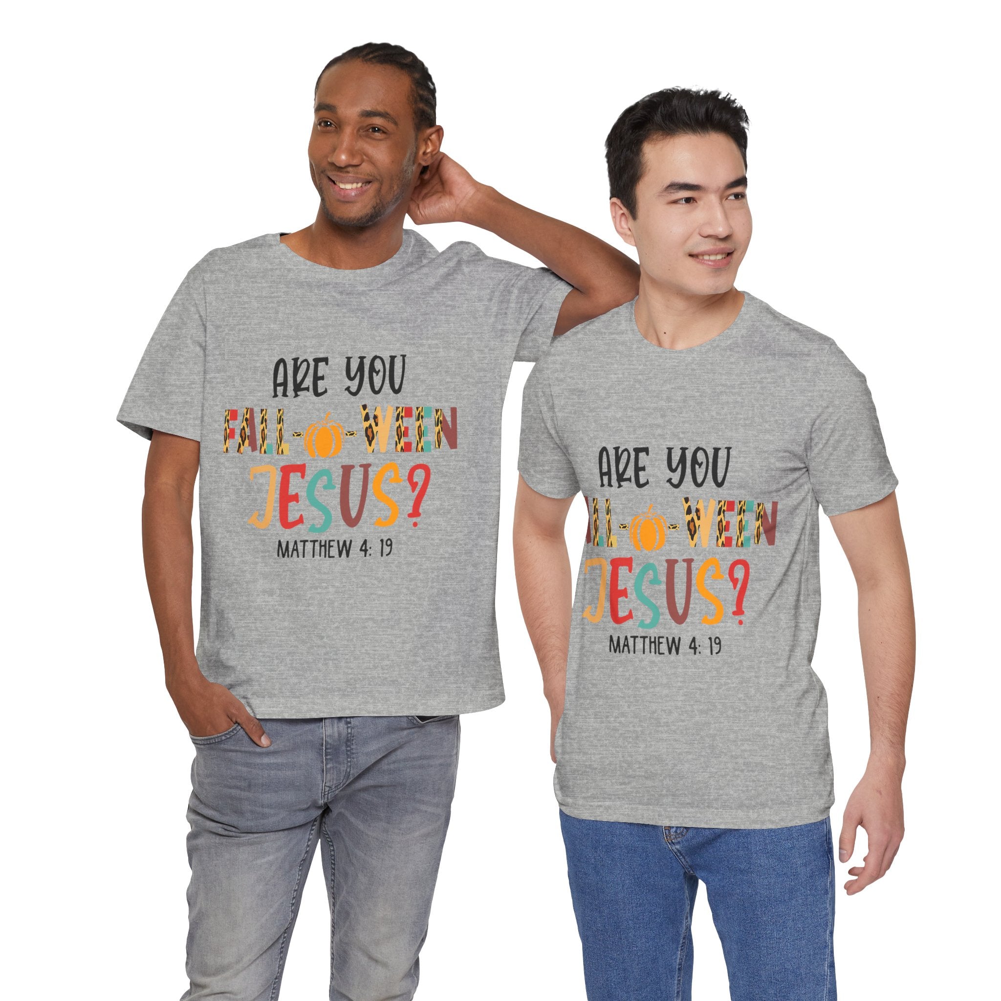 Fall-Themed Jesus Tee | Unisex Jersey Short Sleeve T-Shirt, Halloween Church Wear, Faith-Based Gift, Cozy Casual Top