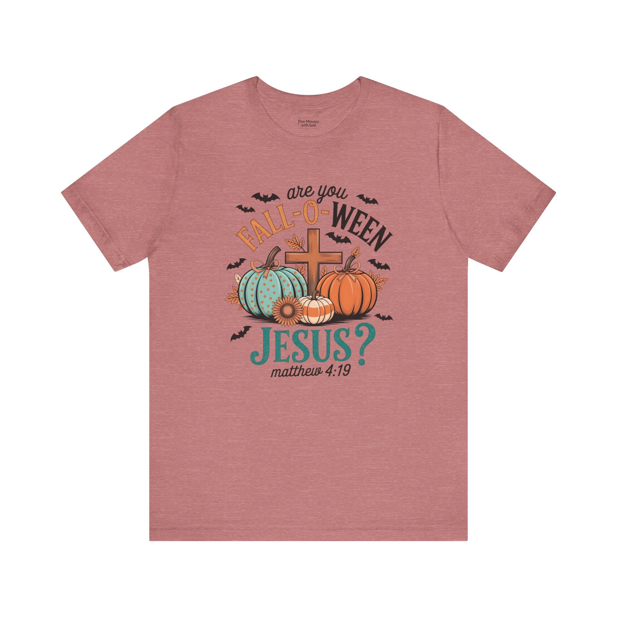 Fall-Themed Jesus T-Shirt, Unisex Short Sleeve Tee, Christian Apparel, Autumn Wear, Pumpkin Design, Halloween Celebration