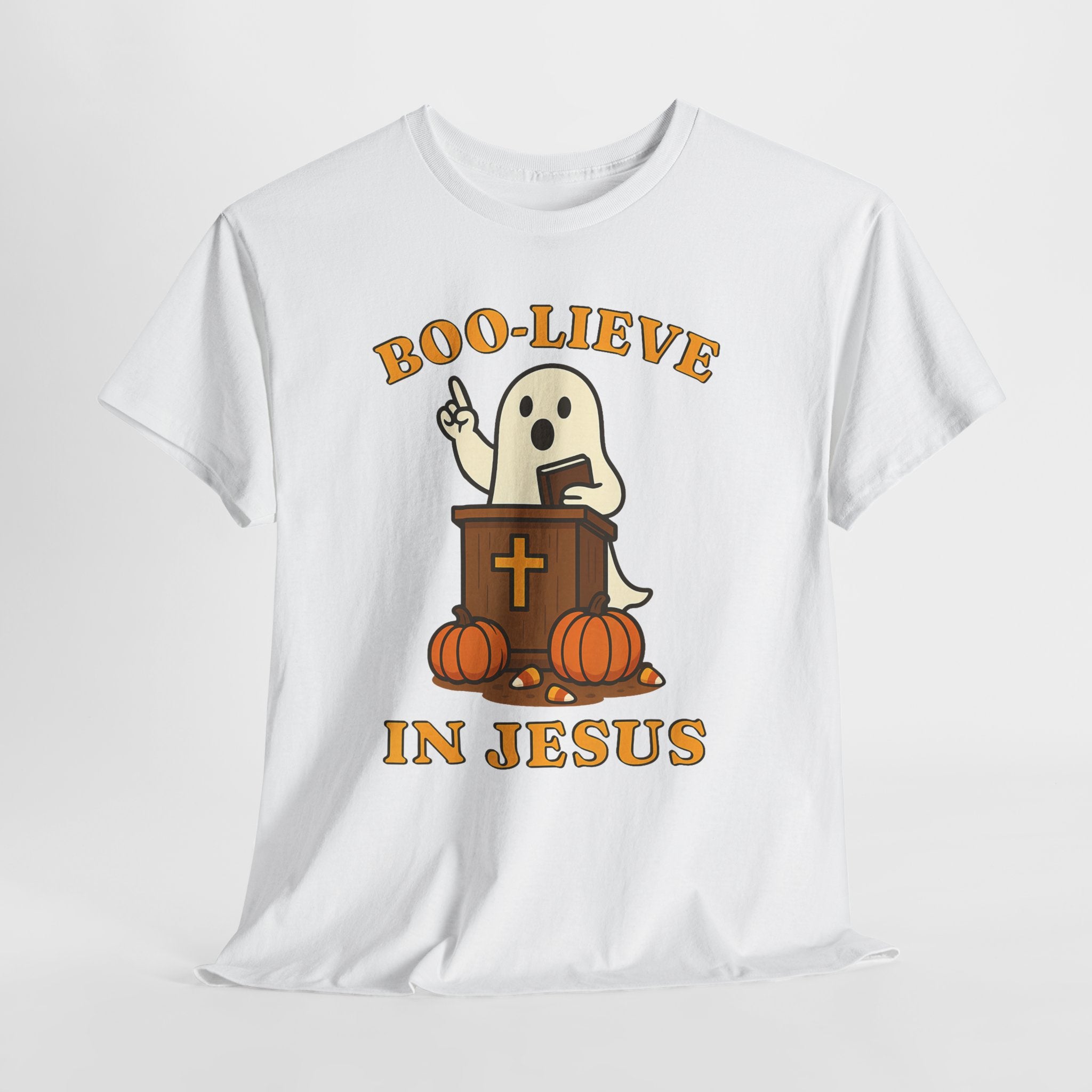 Boo-Lieve in Jesus Tee, Halloween Shirt, Unisex Cotton Tee, Fall Fashion, Religious T-Shirt, Spooky Season Apparel