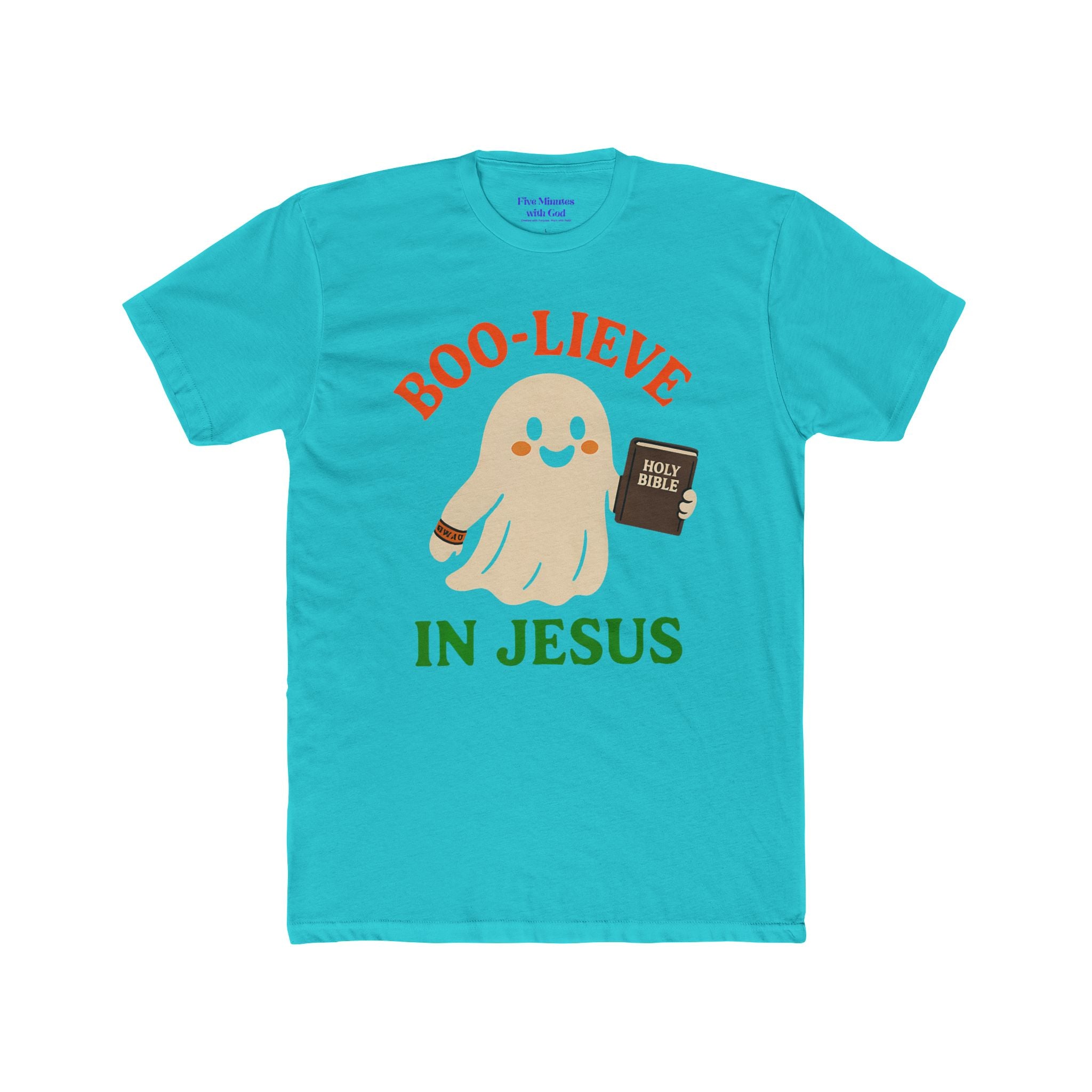 Boo-lieving Ghost Unisex Cotton Crew Tee, Halloween shirt, Jesus shirt, Christian apparel, spooky t-shirt, fun gift idea