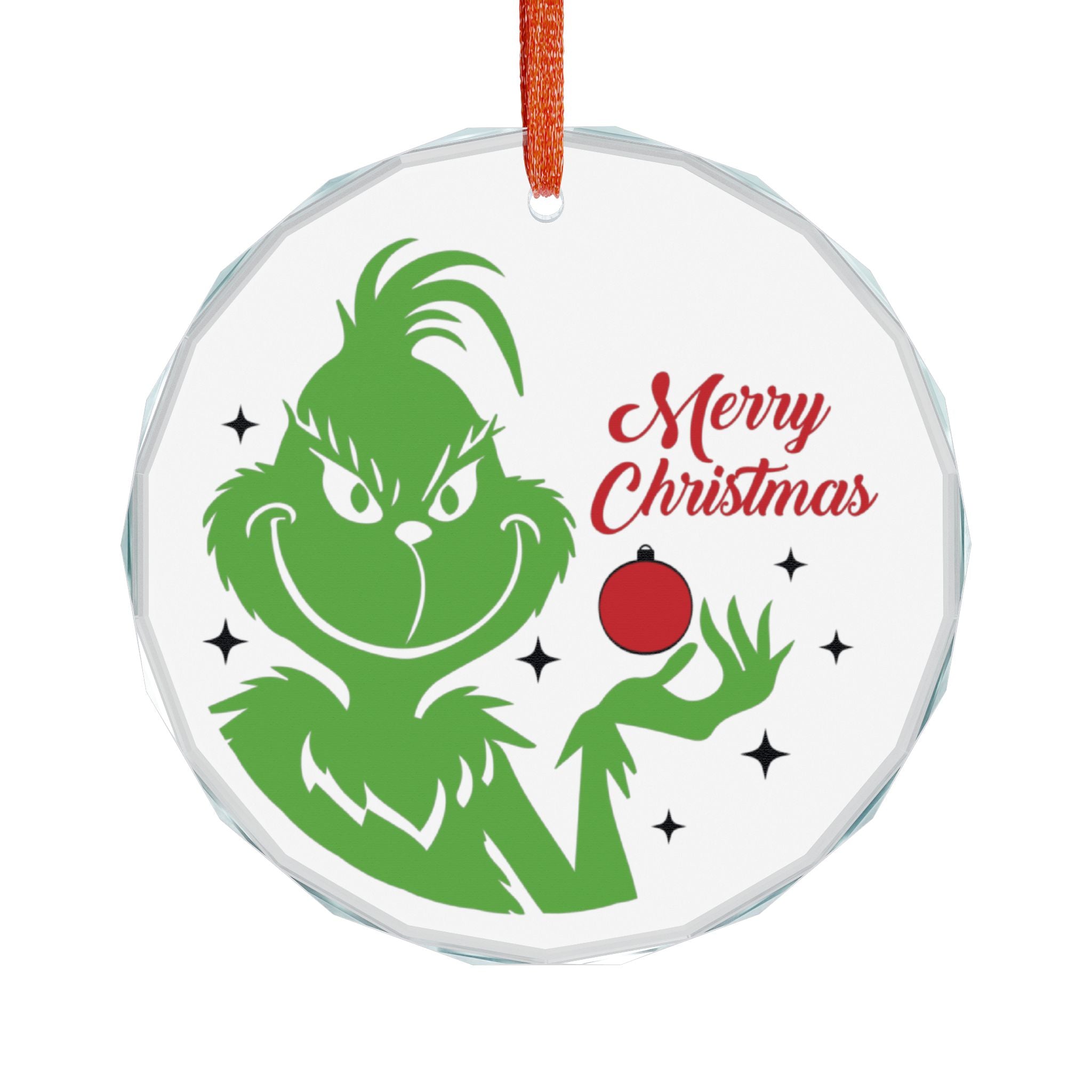 Christmas Crystal Glass Ornament, Holiday Decor, Personalized Gift, Tree Decoration, Festive Keepsake