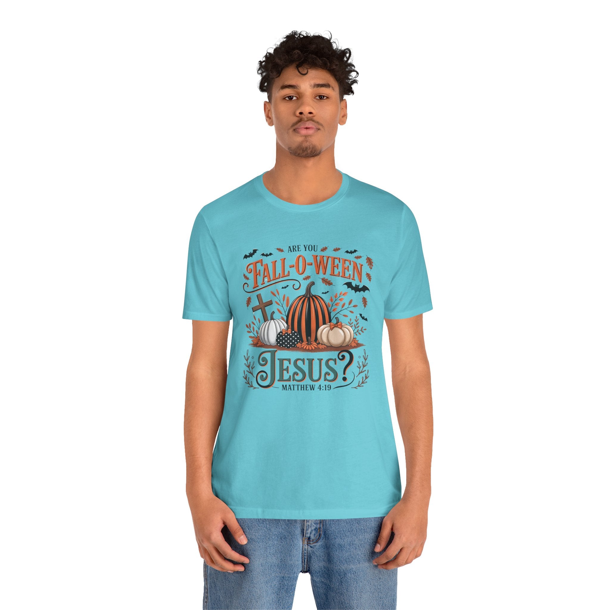 Fall-O-Ween Jesus Tee, Funny Fall T-Shirt, Unisex Pumpkin Shirt, Halloween Christian Top, Autumn Graphic Tee, Religious Casual Wear
