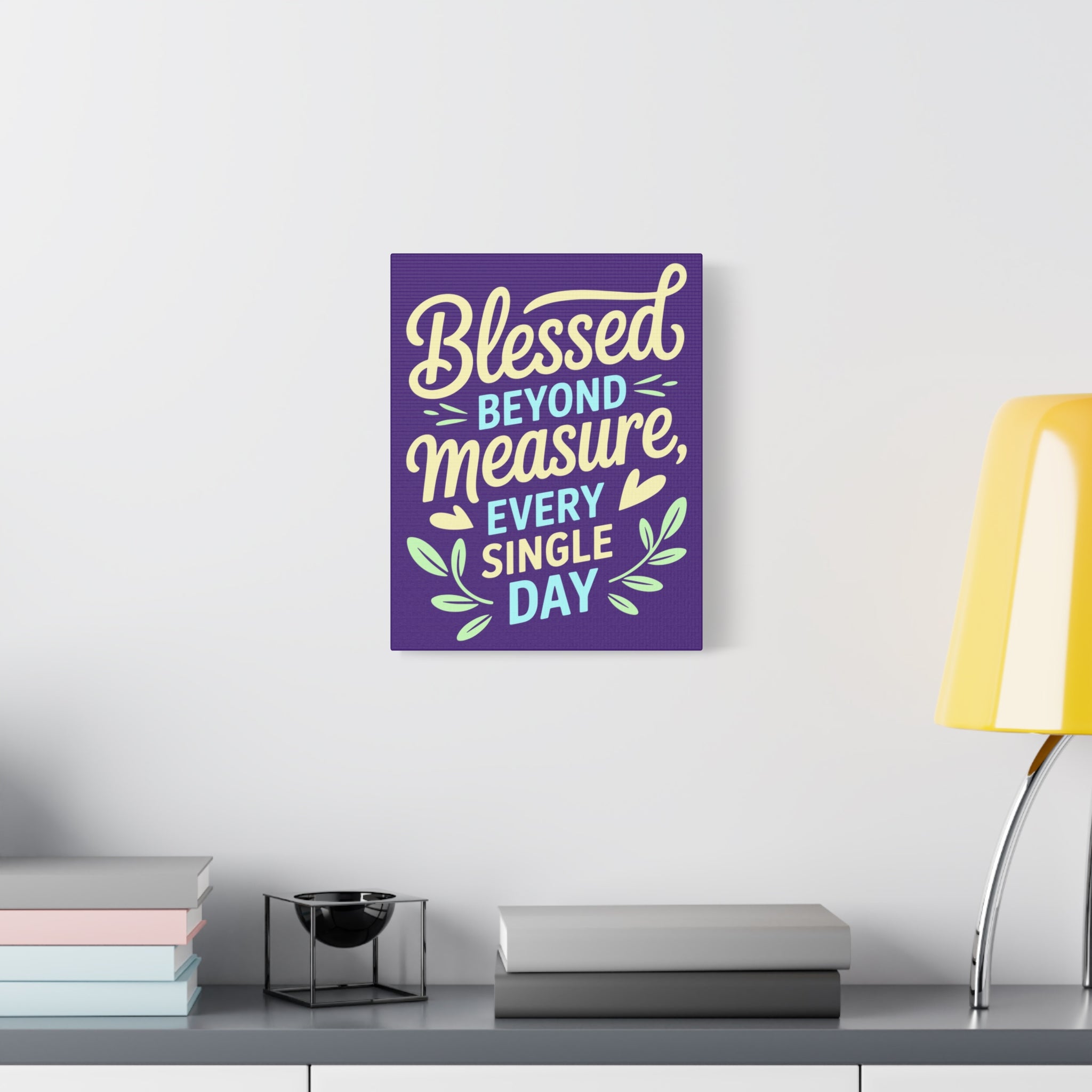 Purple Inspirational Wall Art, Blessed Beyond Measure Canvas, Uplifting Home Decor, Positive Quote Artwork, Gift for Friends & Family