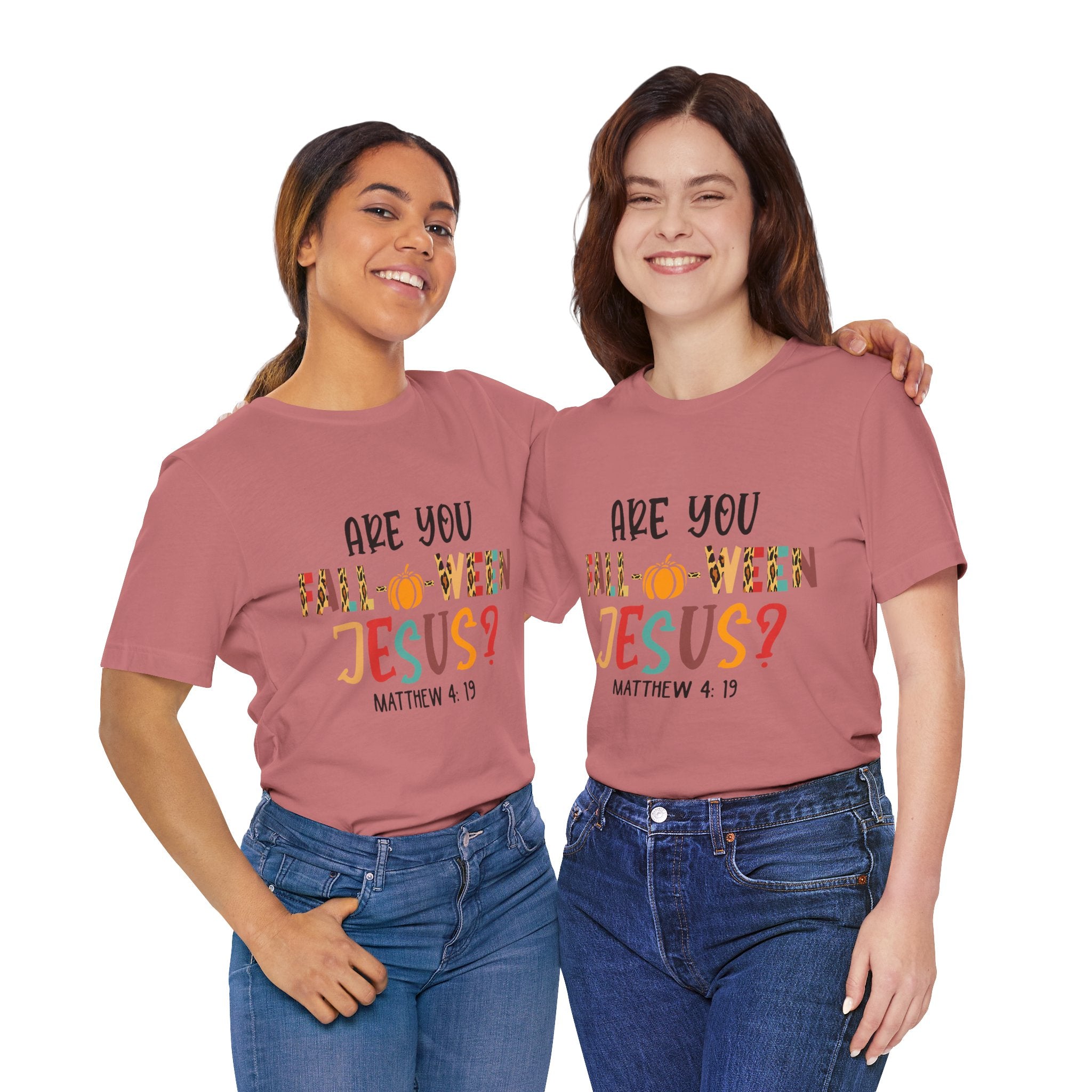Fall-Themed Jesus Tee | Unisex Jersey Short Sleeve T-Shirt, Halloween Church Wear, Faith-Based Gift, Cozy Casual Top