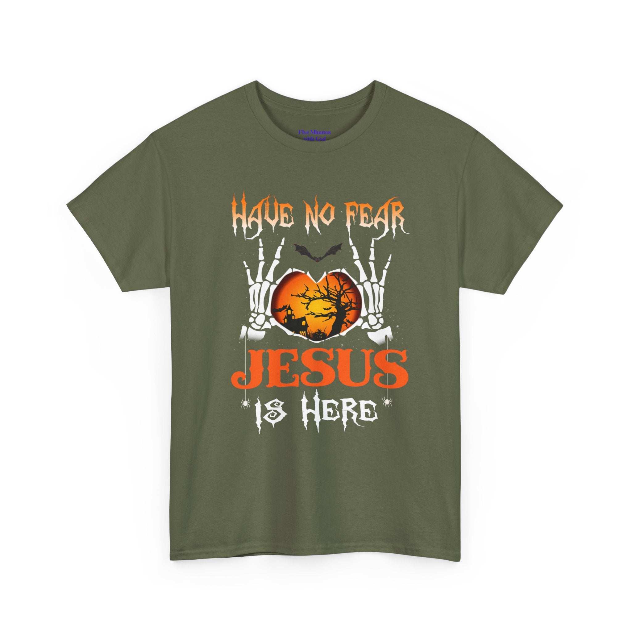 Halloween Faith Tee, Unisex T-Shirt with Skeletons, Jesus is Here, Spooky Season Apparel, Christian Shirt, Autumn Outfit