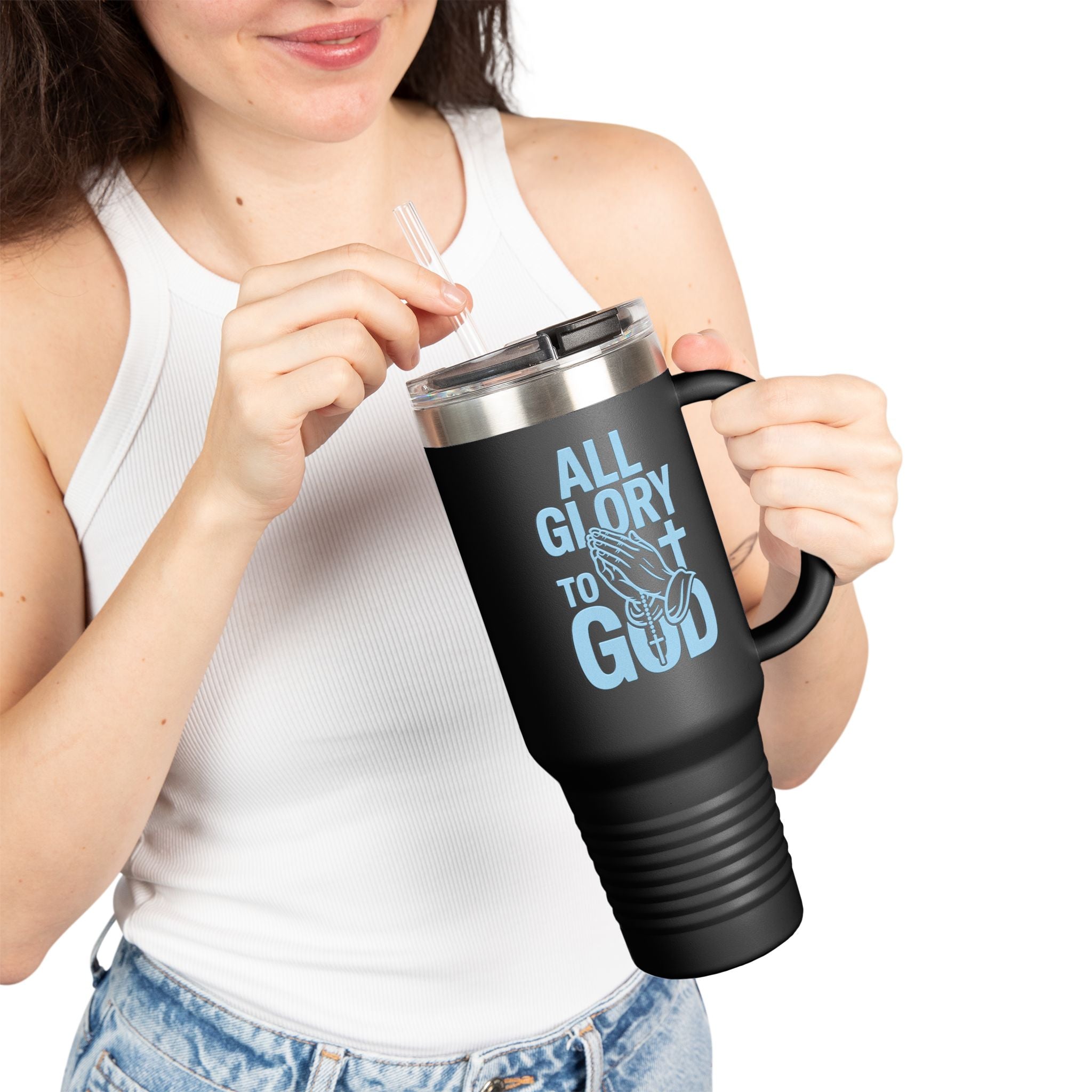 Insulated Travel Mug with Inspirational Quote, Perfect for Coffee Lovers, Bible Verses, Gift for Him/Her, Reusable Drinkware
