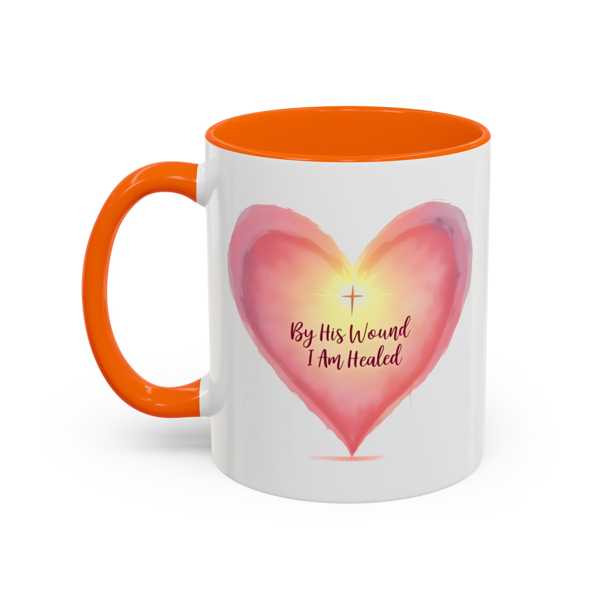 God Heals My Broken Heart Mug, Inspirational Coffee Cup, Heart Design Gift, Christian Faith Mug, Encouragement & Support Beverage