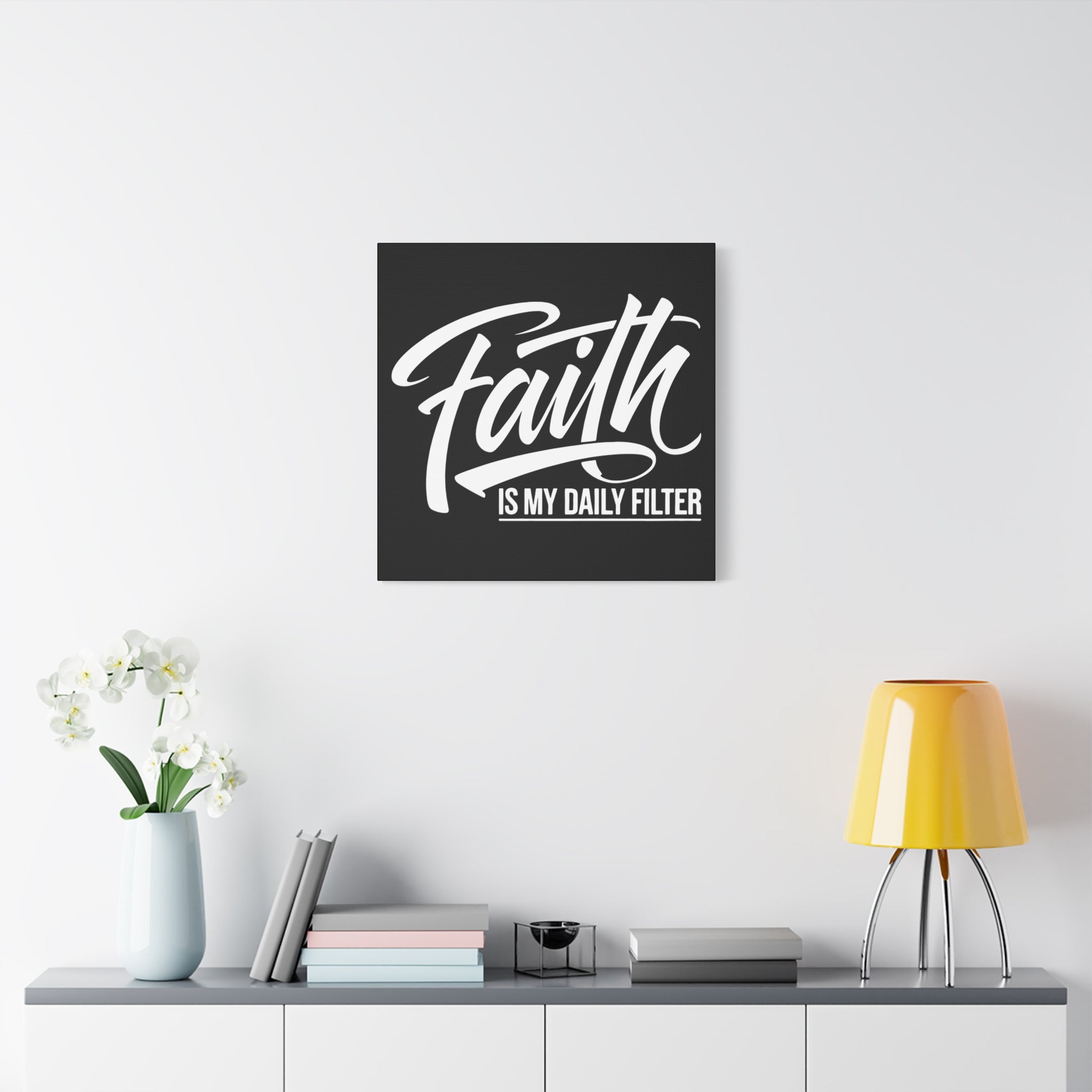 Inspirational Canvas Wall Art, Faith Quote Decor, Motivational Home Decor, Gray Wall Hanging, Gift for Faith Lovers
