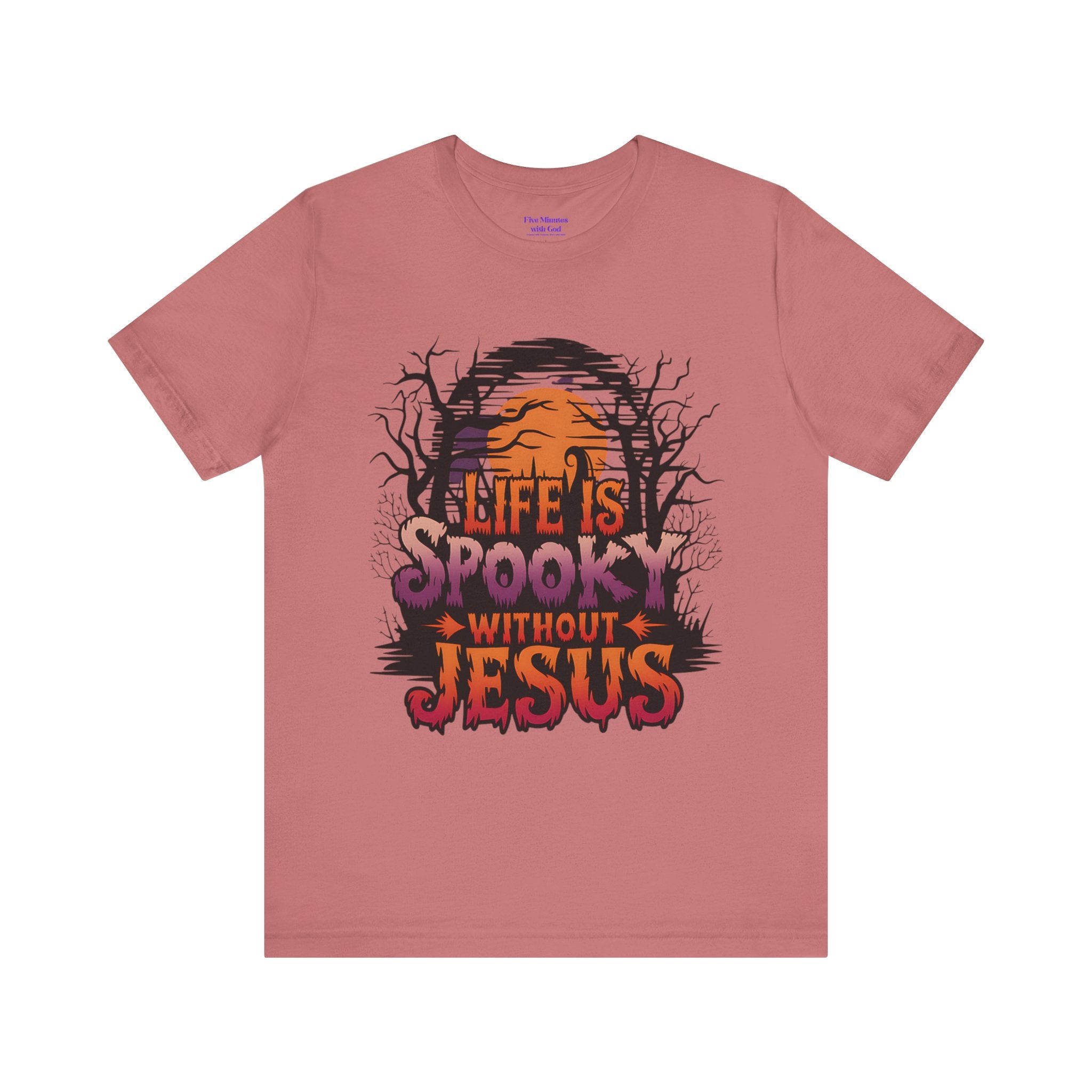 Spooky Jesus Tee - Short Sleeve Unisex Jersey Shirt, Halloween Apparel, Faith-Based Gift, Casual Wear, Everyday Comfort