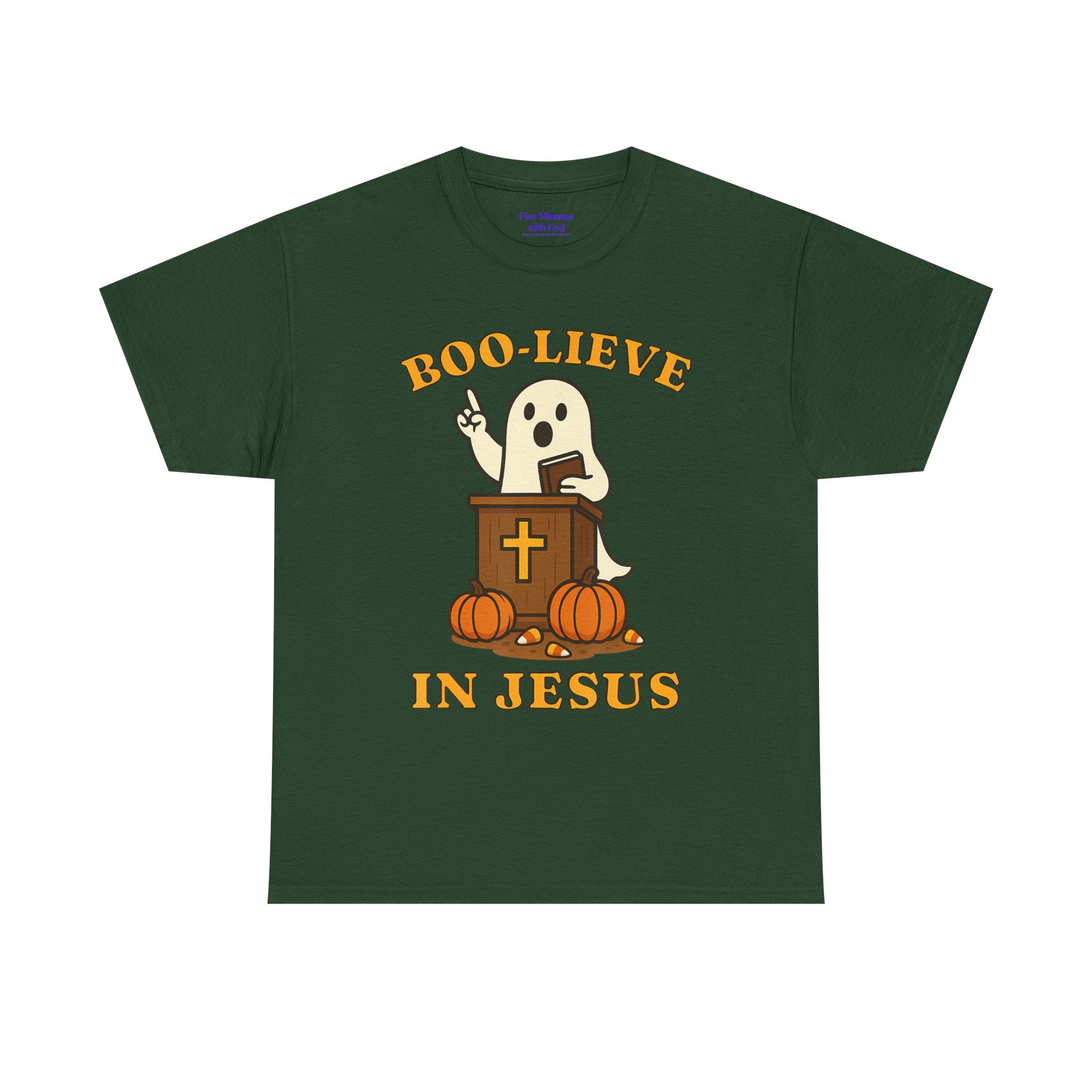 Boo-Lieve in Jesus Tee, Halloween Shirt, Unisex Cotton Tee, Fall Fashion, Religious T-Shirt, Spooky Season Apparel