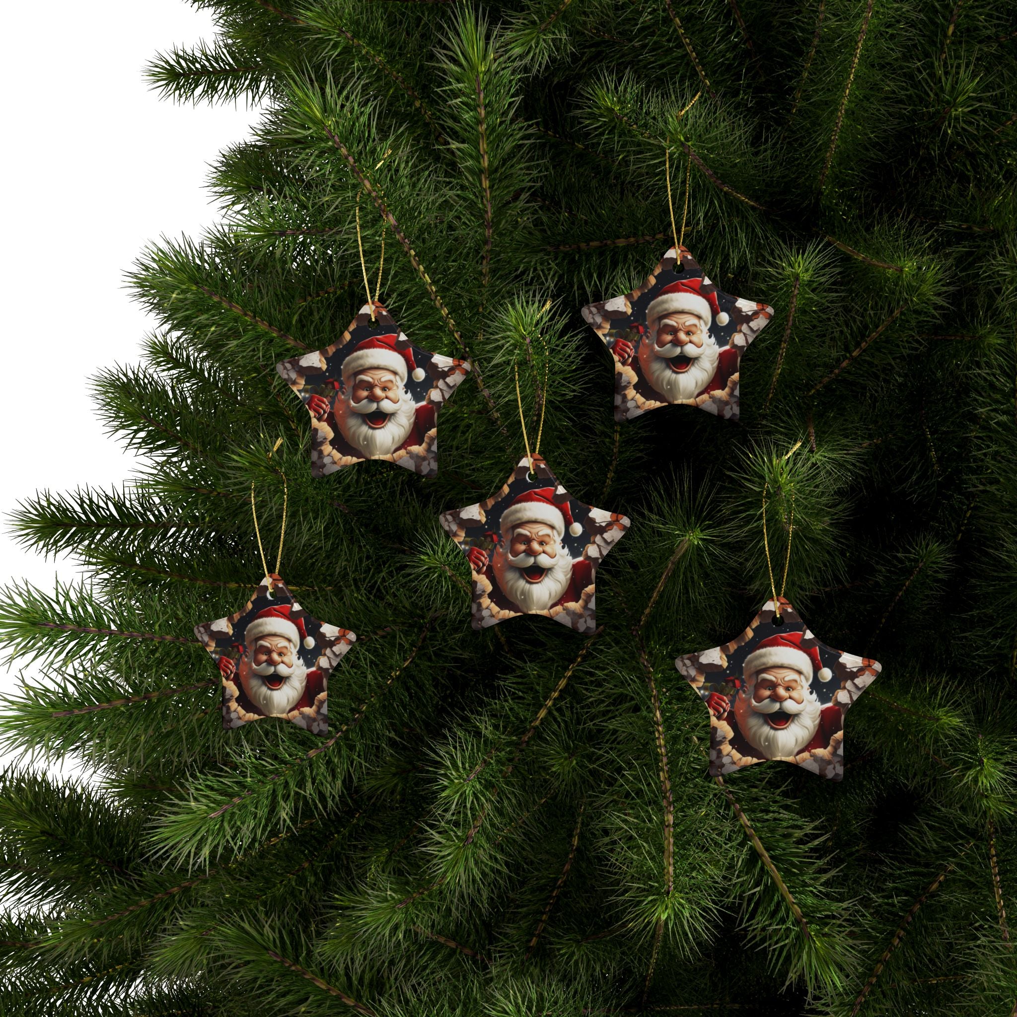 Santa Claus Ceramic Ornaments - Holiday Decorations, Christmas Tree Ornaments, Gifts, Festive Decor, Collectible Ornaments
