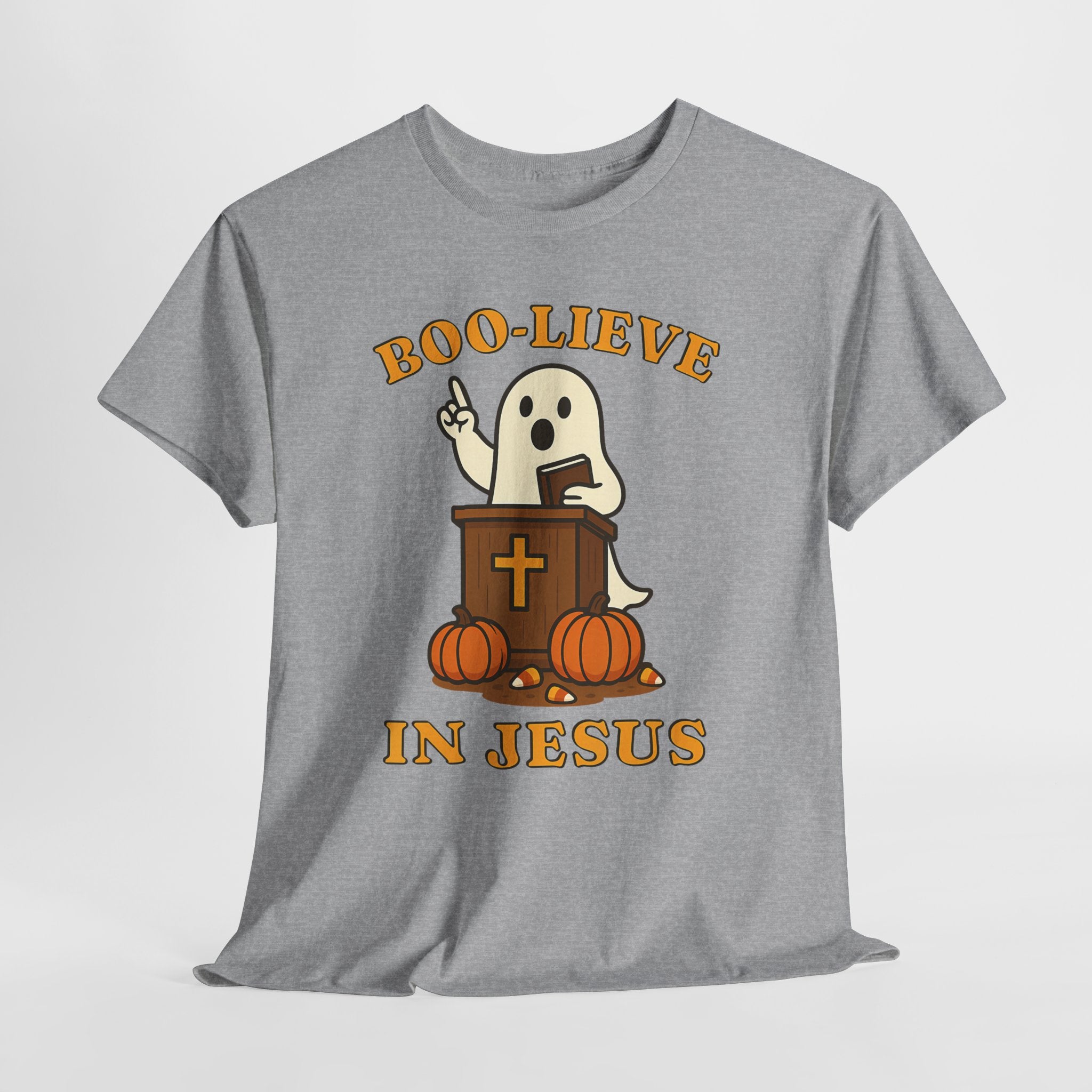 Boo-Lieve in Jesus Tee, Halloween Shirt, Unisex Cotton Tee, Fall Fashion, Religious T-Shirt, Spooky Season Apparel