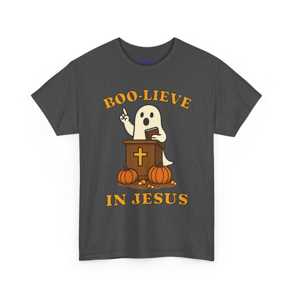 Boo-Lieve in Jesus Tee, Halloween Shirt, Unisex Cotton Tee, Fall Fashion, Religious T-Shirt, Spooky Season Apparel