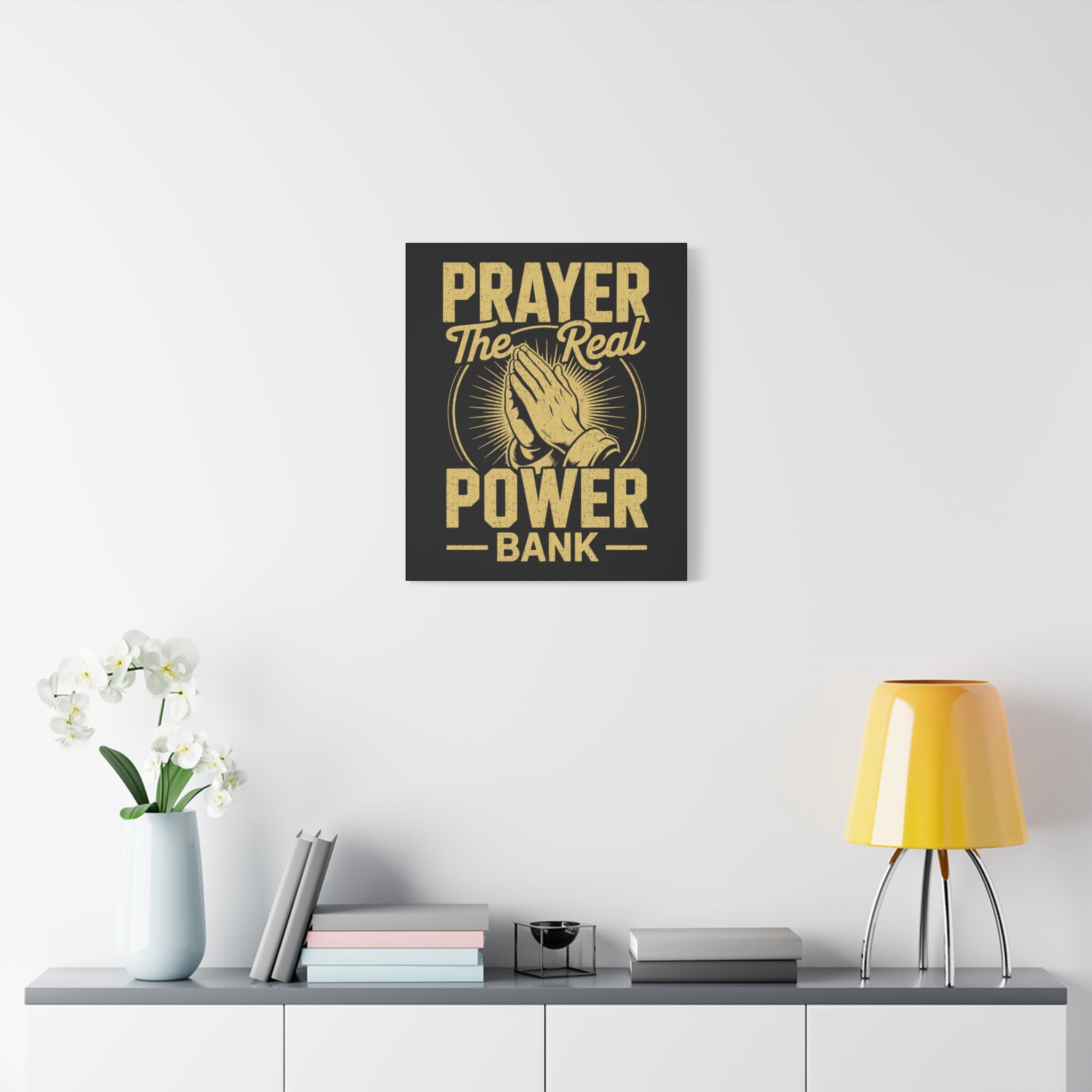Matte Canvas Wall Art - 'Prayer The Real Power Bank'