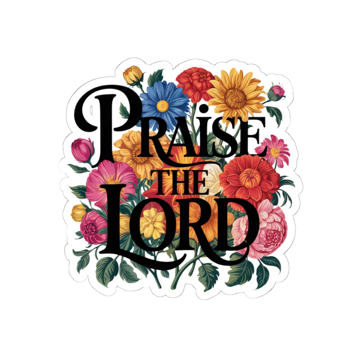 Floral Praise the Lord Stickers | Inspirational Decor, Bible Study Supplies, Christian Gifts, Laptop Stickers, Faith-Based Art