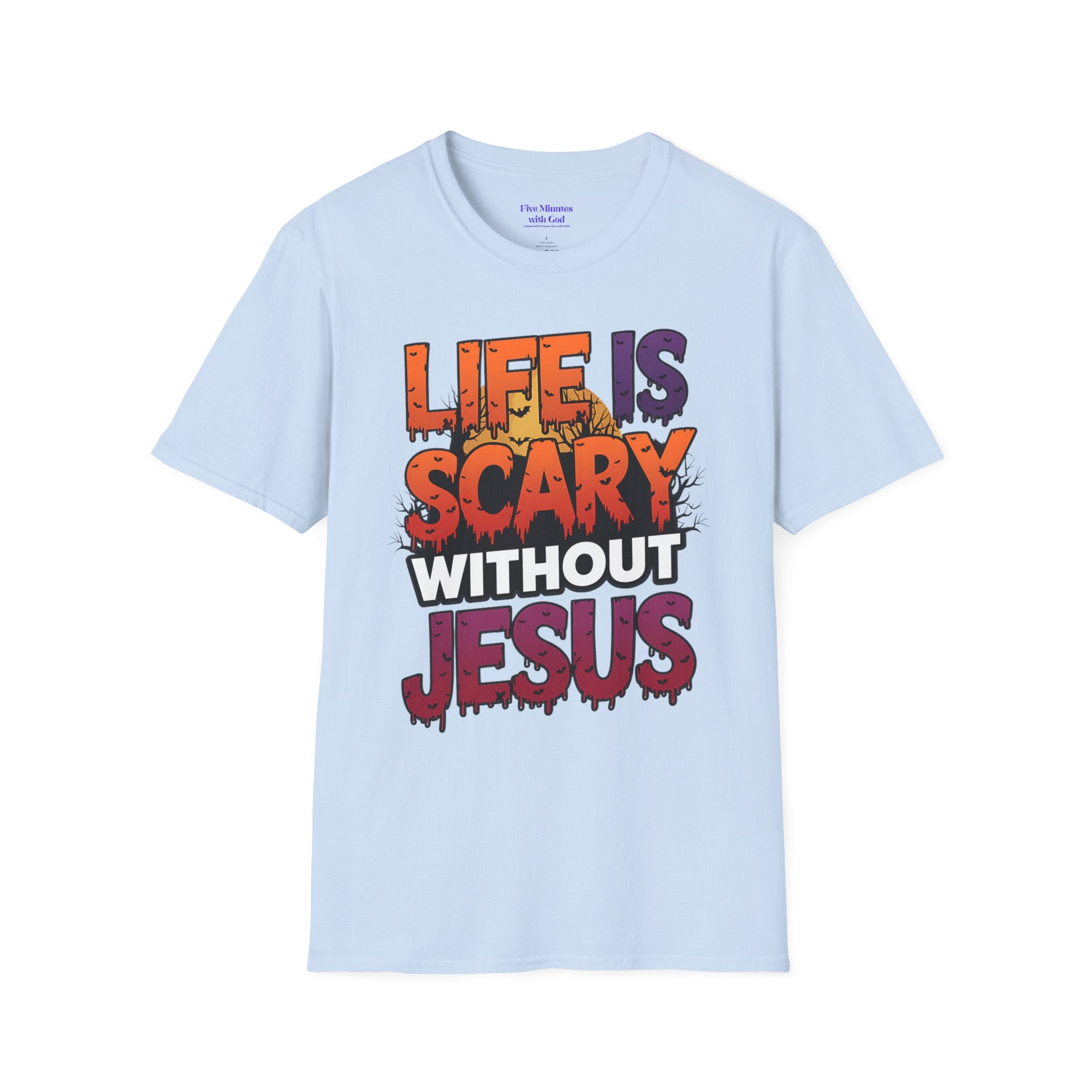 Unisex Softstyle Graphic Tee - Life is Scary Without Jesus, Faith Shirt, Christian T-Shirt, Inspirational Gift, Religious Apparel, [...]