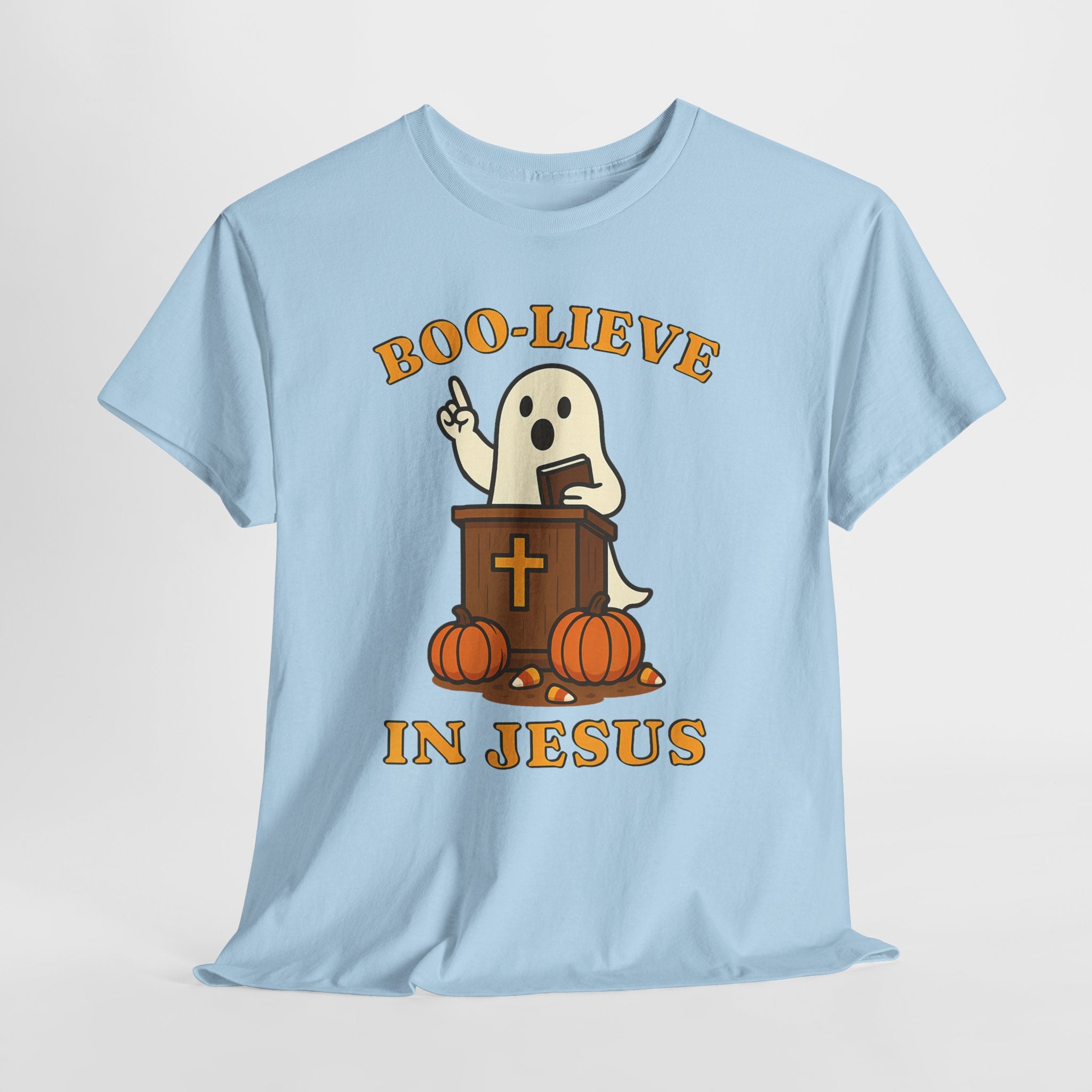 Boo-Lieve in Jesus Tee, Halloween Shirt, Unisex Cotton Tee, Fall Fashion, Religious T-Shirt, Spooky Season Apparel