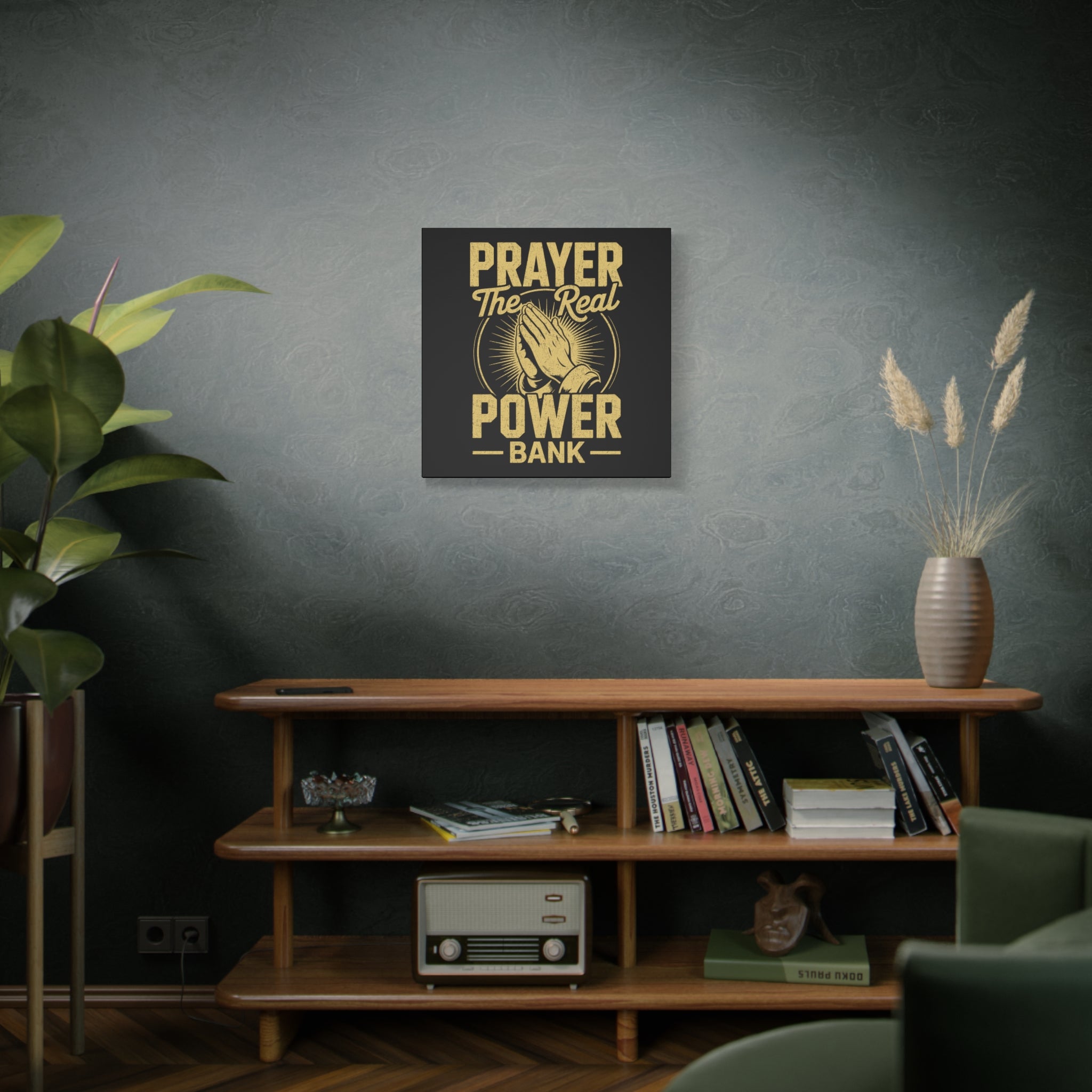 Matte Canvas Wall Art - 'Prayer The Real Power Bank'