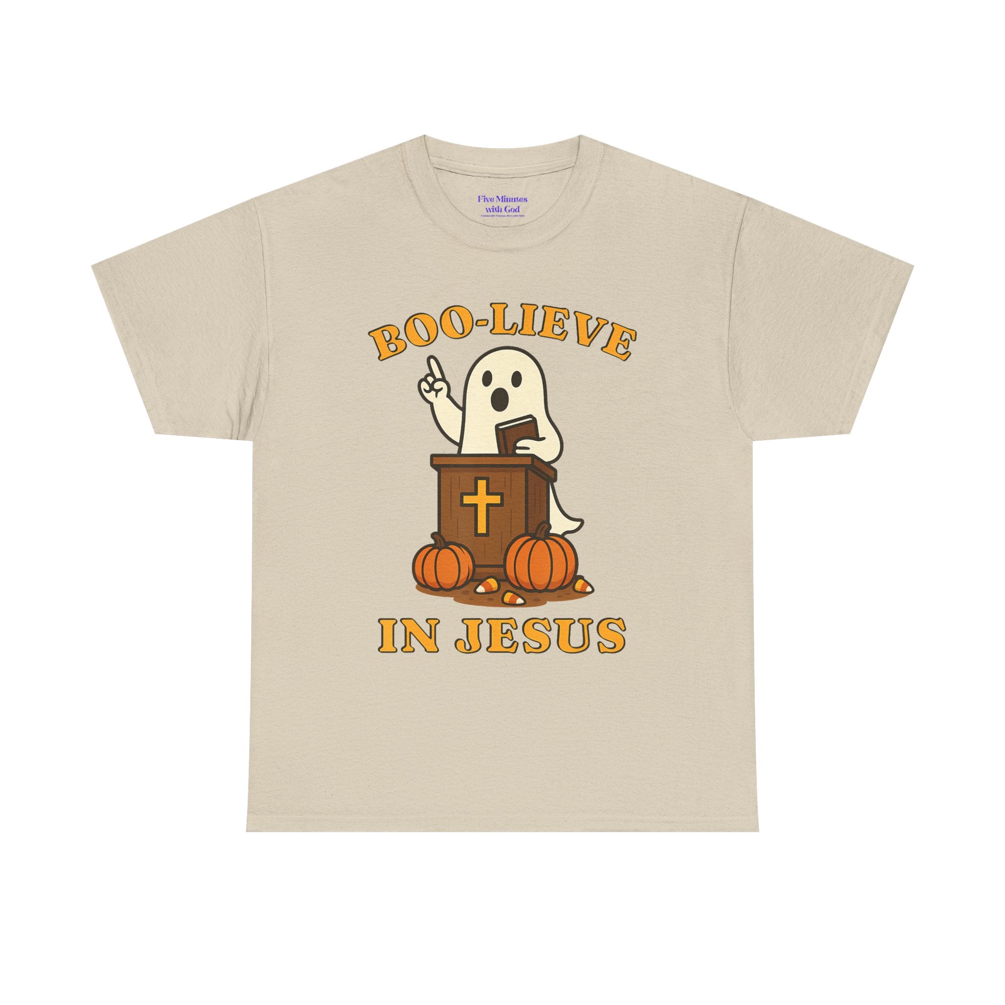 Boo-Lieve in Jesus Tee, Halloween Shirt, Unisex Cotton Tee, Fall Fashion, Religious T-Shirt, Spooky Season Apparel
