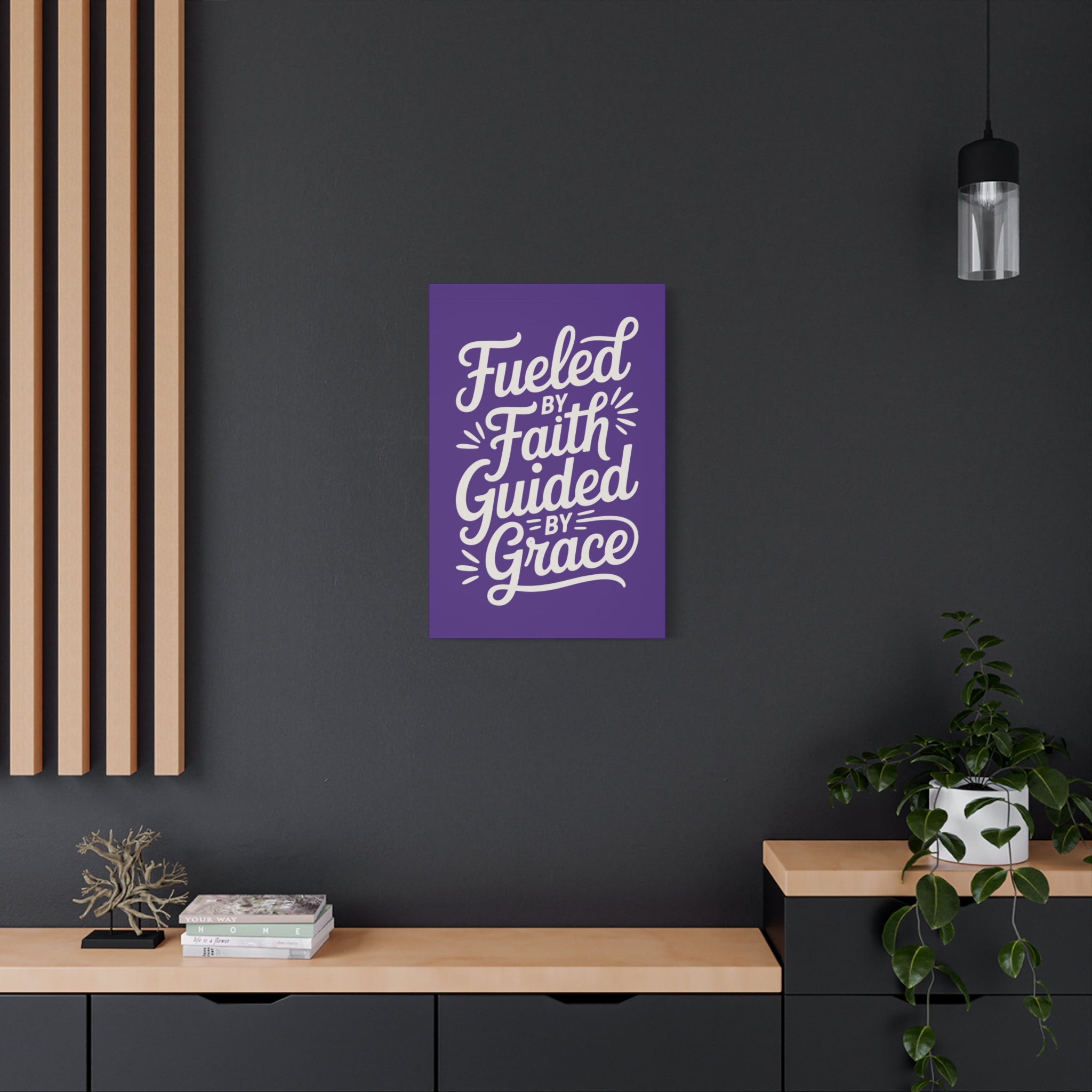 Purple Stretched Canvas Art, Motivational Wall Decor, Home Inspirational Art, Faith-Based Decor, Gift for Faith Lovers