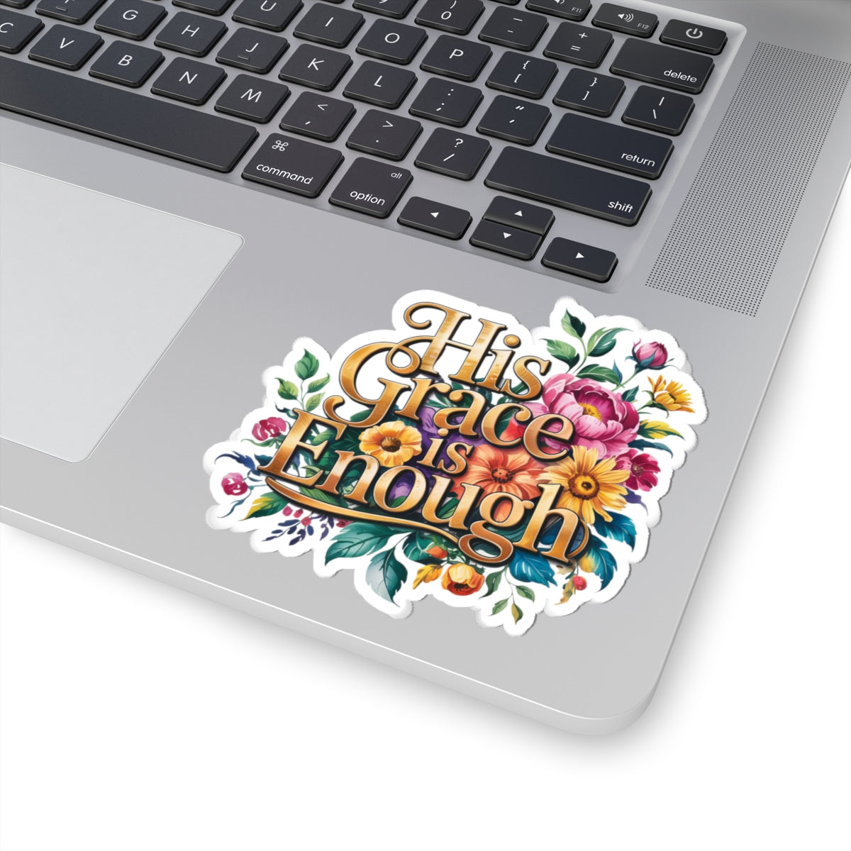 Floral Inspirational Kiss-Cut Stickers | His Grace is Enough, Laptop Décor, Positive Affirmations, Gift Ideas, Journals, Planners