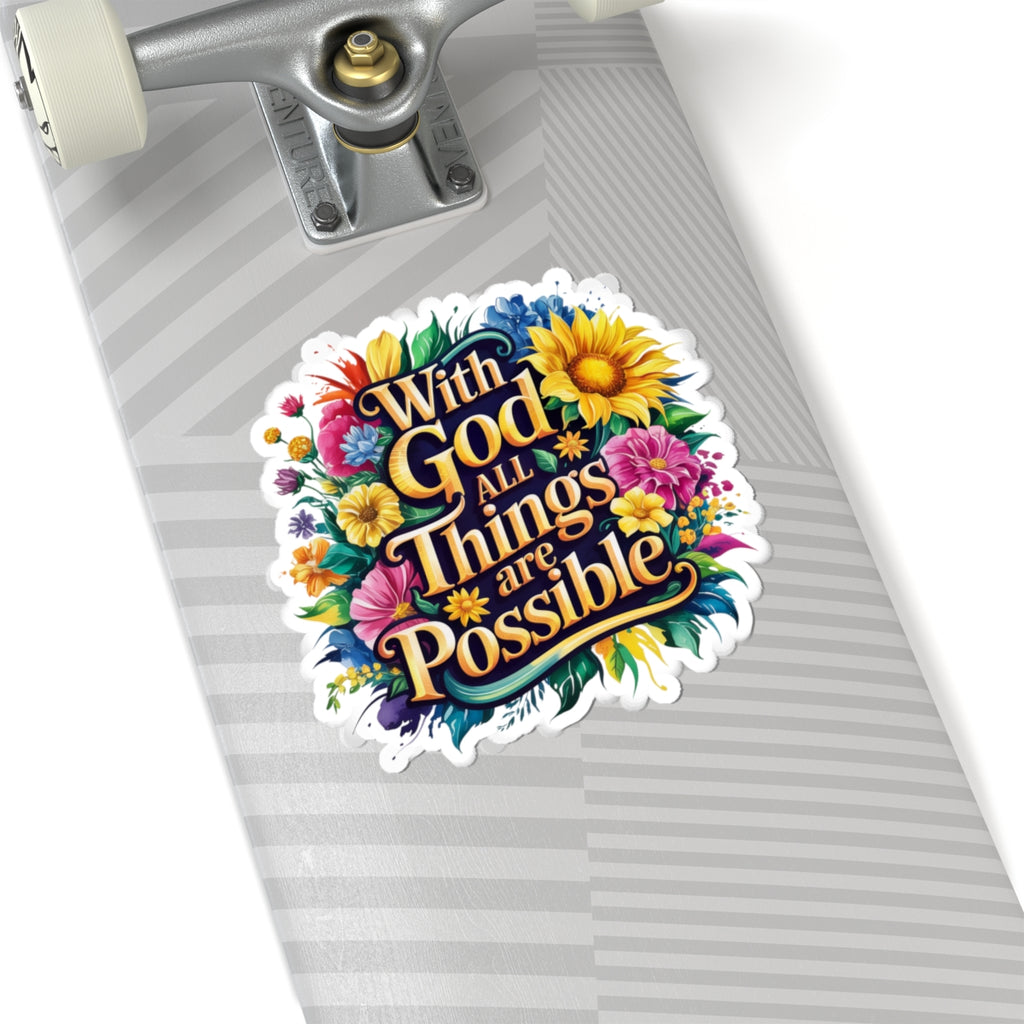 Inspirational Floral Kiss-Cut Stickers, Motivational Decals, Bible Verse Stickers, Christian Gifts, Laptop Stickers, Cheerful Home Decor