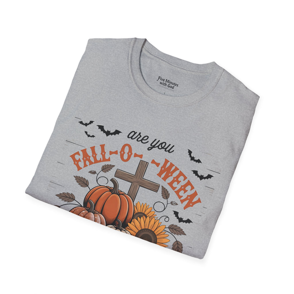 Fall-Themed T-Shirt: Are You Fall-O-Ween Jesus? Halloween Tee, Unisex Shirt, Autumn Apparel, Faith-Based Gift, Seasonal Wear