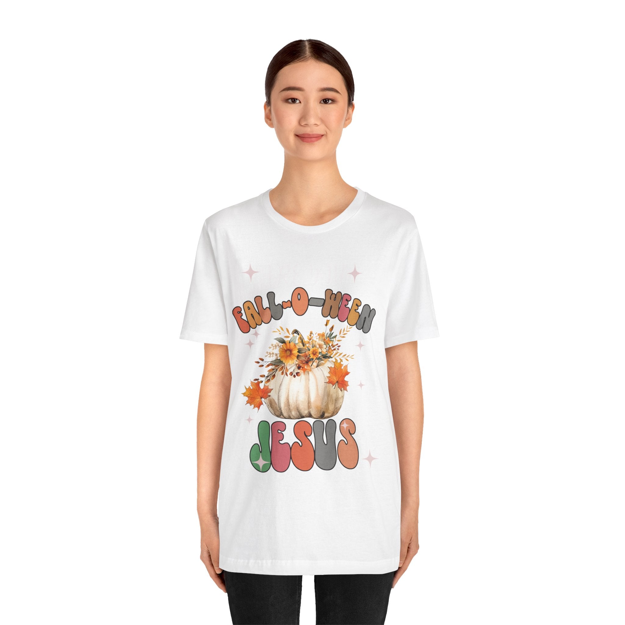 Fall-Themed Jesus Tee, Unisex Jersey T-Shirt, Cozy Autumn Apparel, Thanksgiving Gift, Fall Celebration Shirt, Christian Fashion