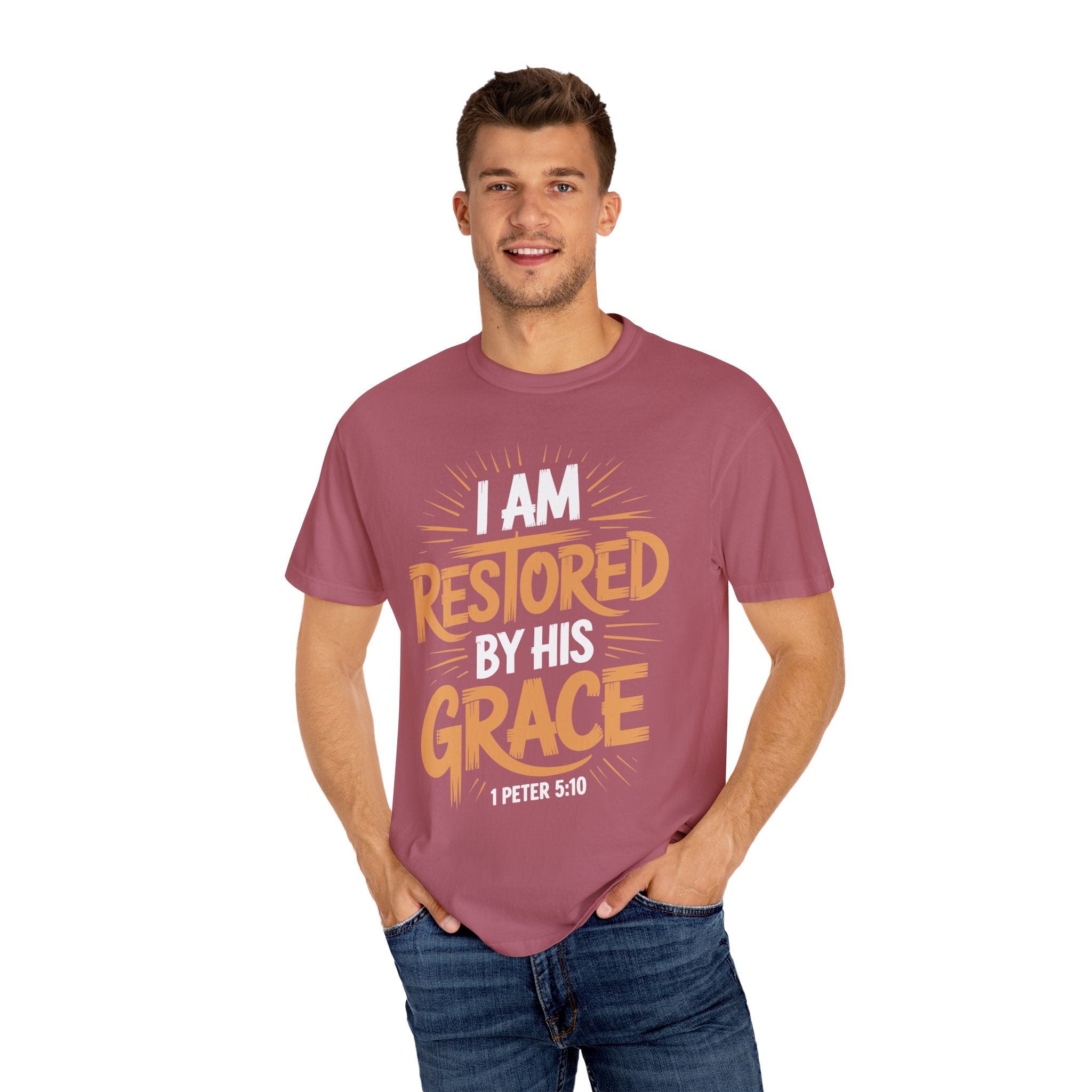 I Am Restored By His Grace Inspirational Graphic Tee