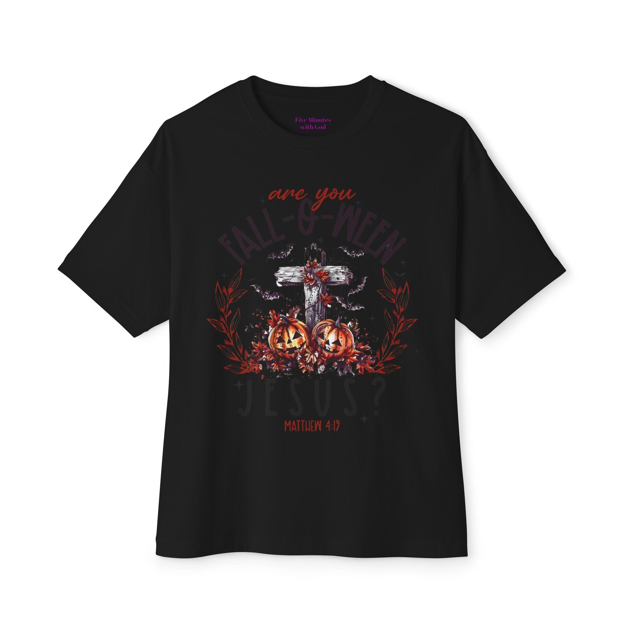 Fall-O-Ween Jesus Boxy Tee, Oversized T-Shirt for Halloween, Unisex, Funny Christian Tee, Casual Fall Wear, Unique Gift Idea