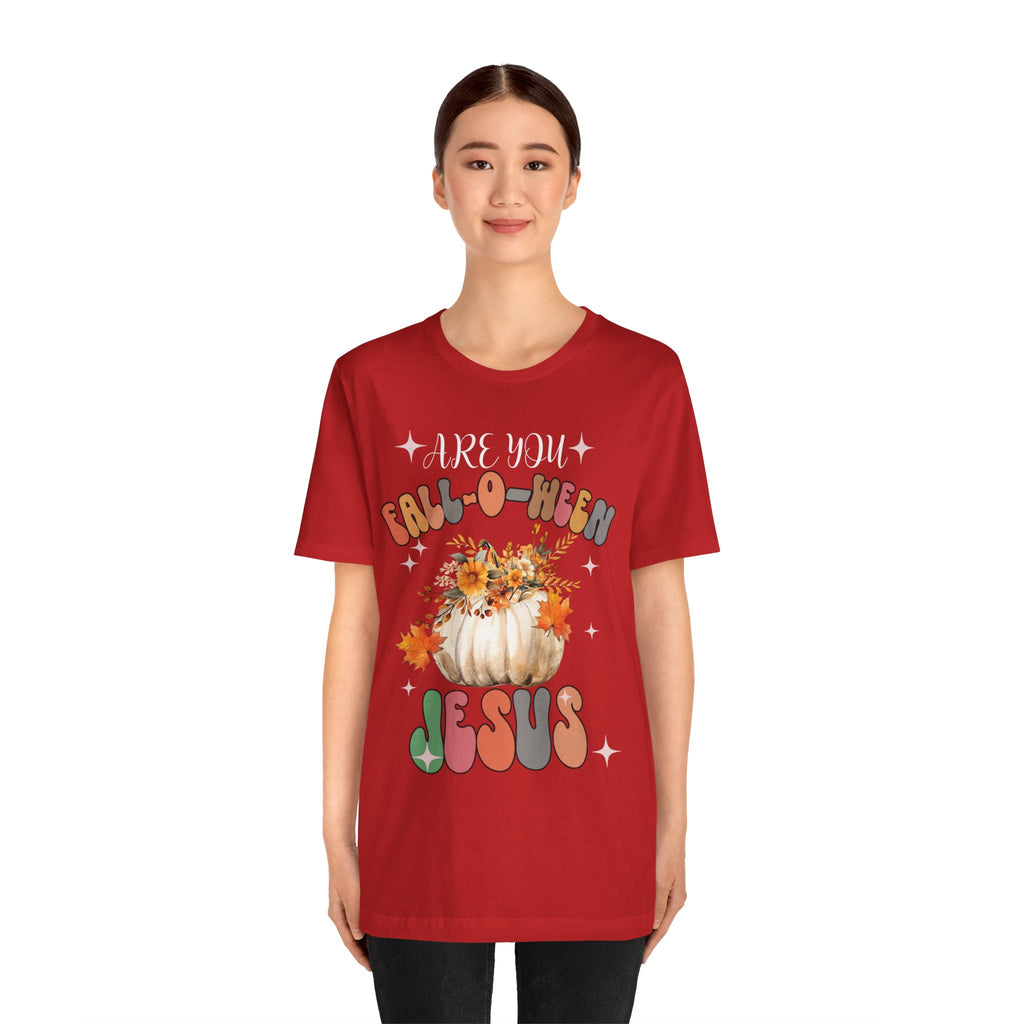 Fall-Themed Jesus Tee, Unisex Jersey T-Shirt, Cozy Autumn Apparel, Thanksgiving Gift, Fall Celebration Shirt, Christian Fashion