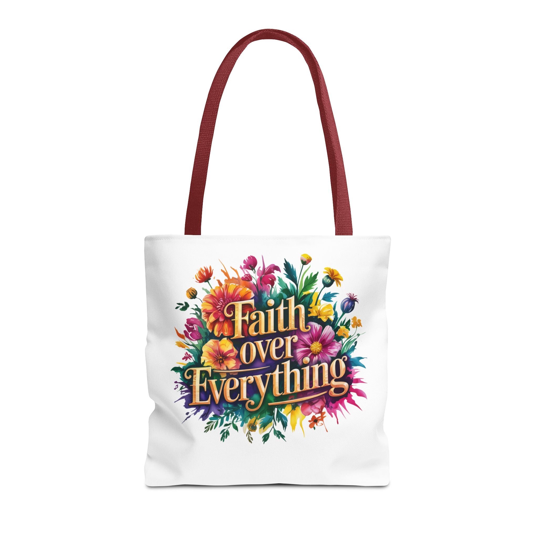 Faith Over Everything Tote Bag - Personalized Floral Design, Gift for Her, Everyday Use, Eco-Friendly Shopping, Inspirational Quote